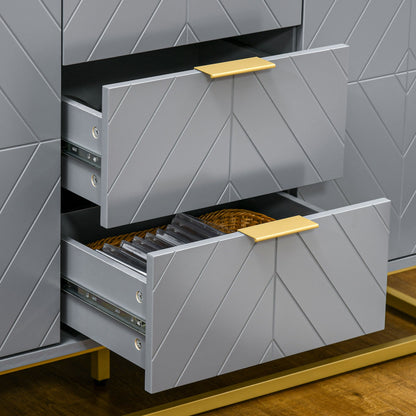 Contemporary 3-Drawer Sideboard Buffet Cabinet with Adjustable Shelves, Grey Bar Cabinets   at Gallery Canada