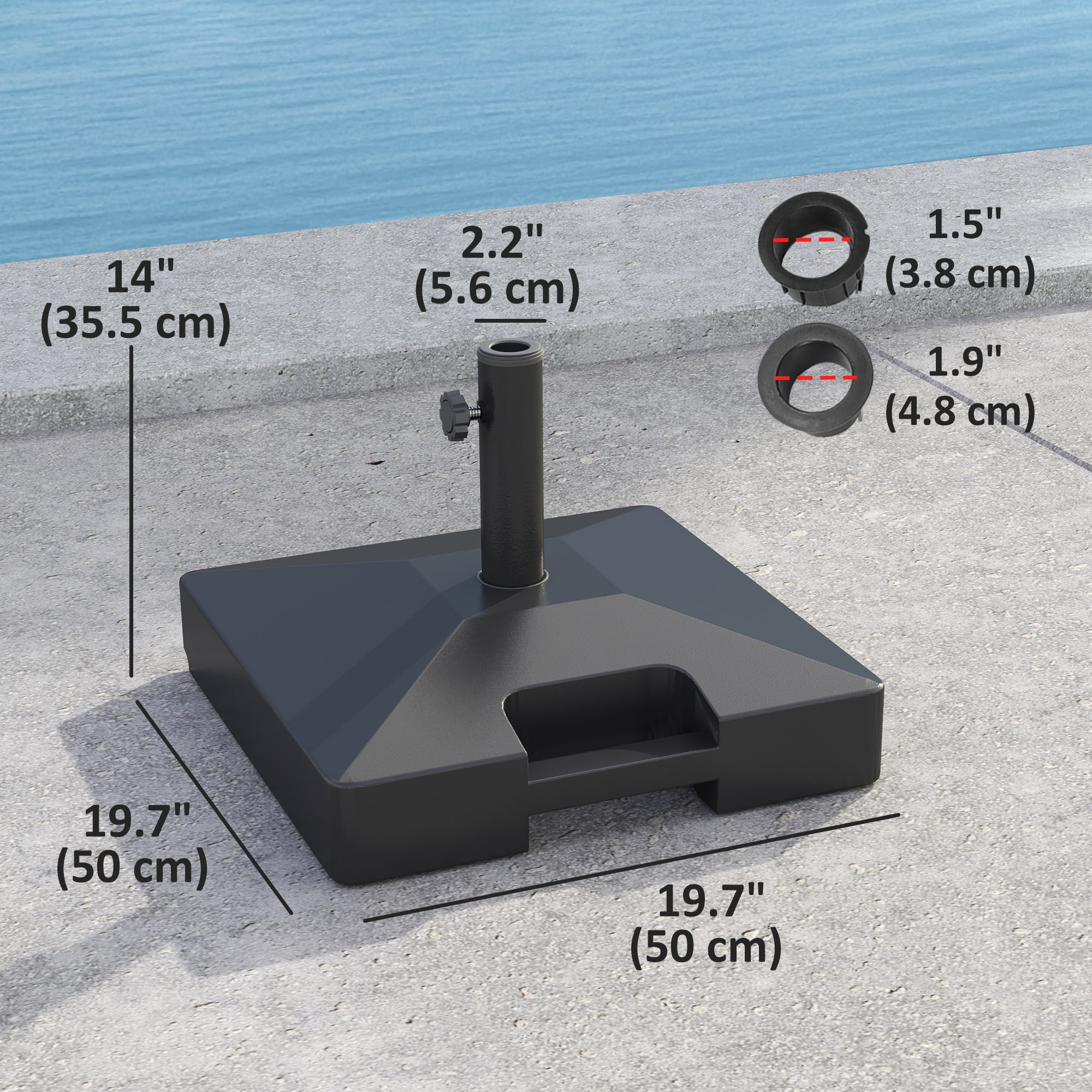 Patio Umbrella Base with Wheels Handle, Heavy Duty Outdoor Umbrella Stand Base, Filled Up to 73lbs with Stand or 57lbs with Water for Garden, Poolside, Black Umbrella Bases at Gallery Canada