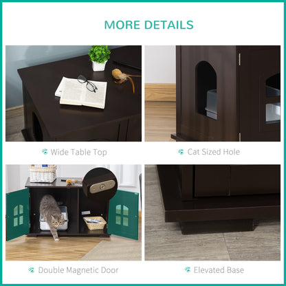 Cat Litter Box Enclosure Hidden Cat Furniture Cabinet Indoor Cat Washroom Double-door Nightstand End Table with Cat Hole Window Coffee Cat Litter Box Enclosures   at Gallery Canada