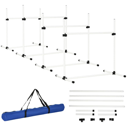 Set of 4 Dog Training Agility Gear Adjustable Jump Bar Pet Exercise Kit with Carrying Bag (White) Dog Agility Training Equipment White  at Gallery Canada