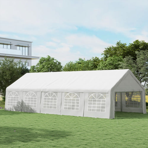 32'x16' Large Patio Gazebo, Steel Party Event Wedding Tent Canopy Carport Garage W/ 4 Removable Sidewalls for Outdoor Parking, White