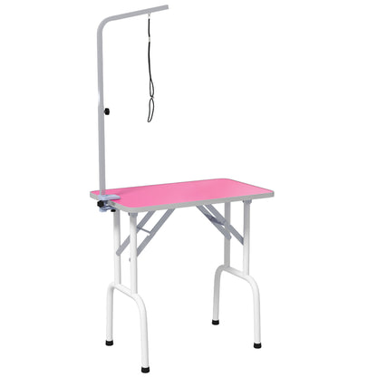 Foldable Pet Grooming Table for Dogs Cats with Adjustable Arm, Non-slip Surface, Pink Dog Grooming Tables   at Gallery Canada