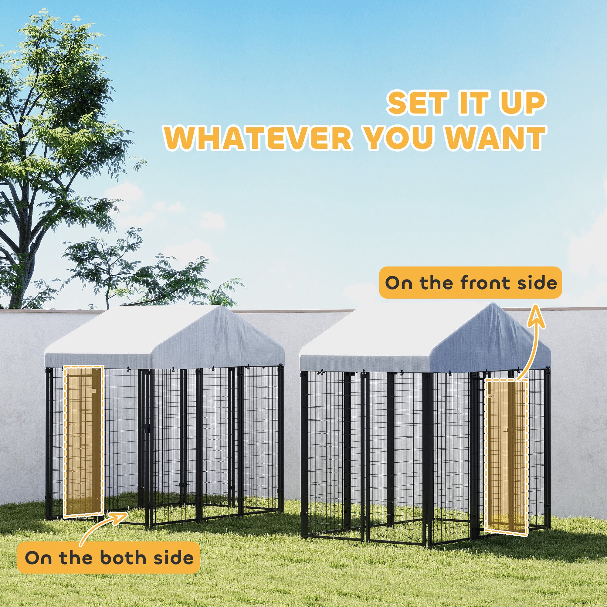 Outdoor Dog Kennel with Waterproof UV-Resistant Cover, for Medium and Small Dogs, 6' x 4' x 6', Silver Houses, Kennels & Pens at Gallery Canada