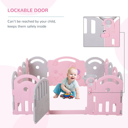 Baby Enclosure, 14 Panels Baby Playpen Baby Play Yard, Indoor &; Outdoor Kids Activity Center, Pink Baby Enclosures   at Gallery Canada