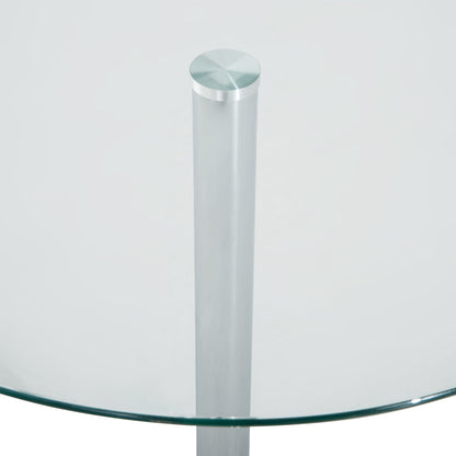 Round Dining Table, Modern Pub Table with Tempered Glass Top, Galvanized Metal Base, Small Dining Table, Silver Bar Tables & Dining Tables   at Gallery Canada