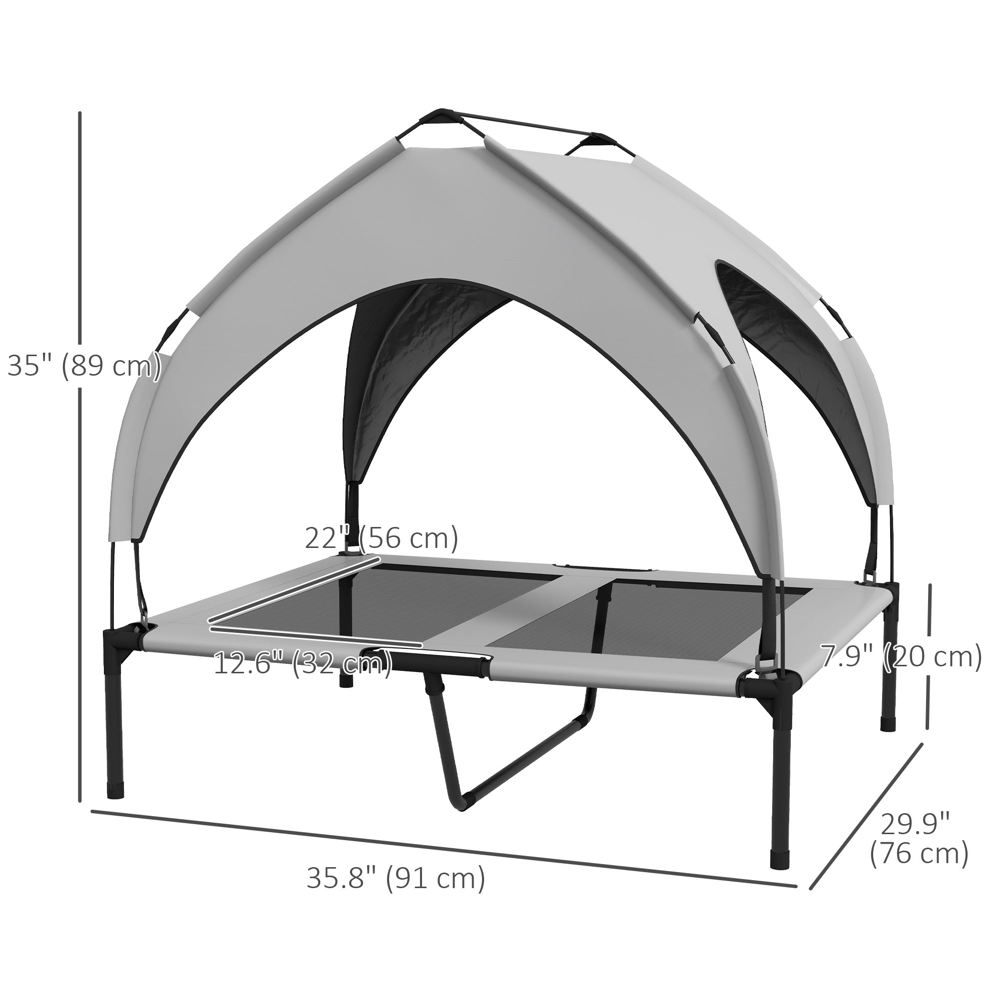 Raised Dog Bed Cooling Dog Cot w/ Canopy Washable Breathable Mesh, for Medium and Large Dogs, Light Grey Elevated Dog Beds   at Gallery Canada