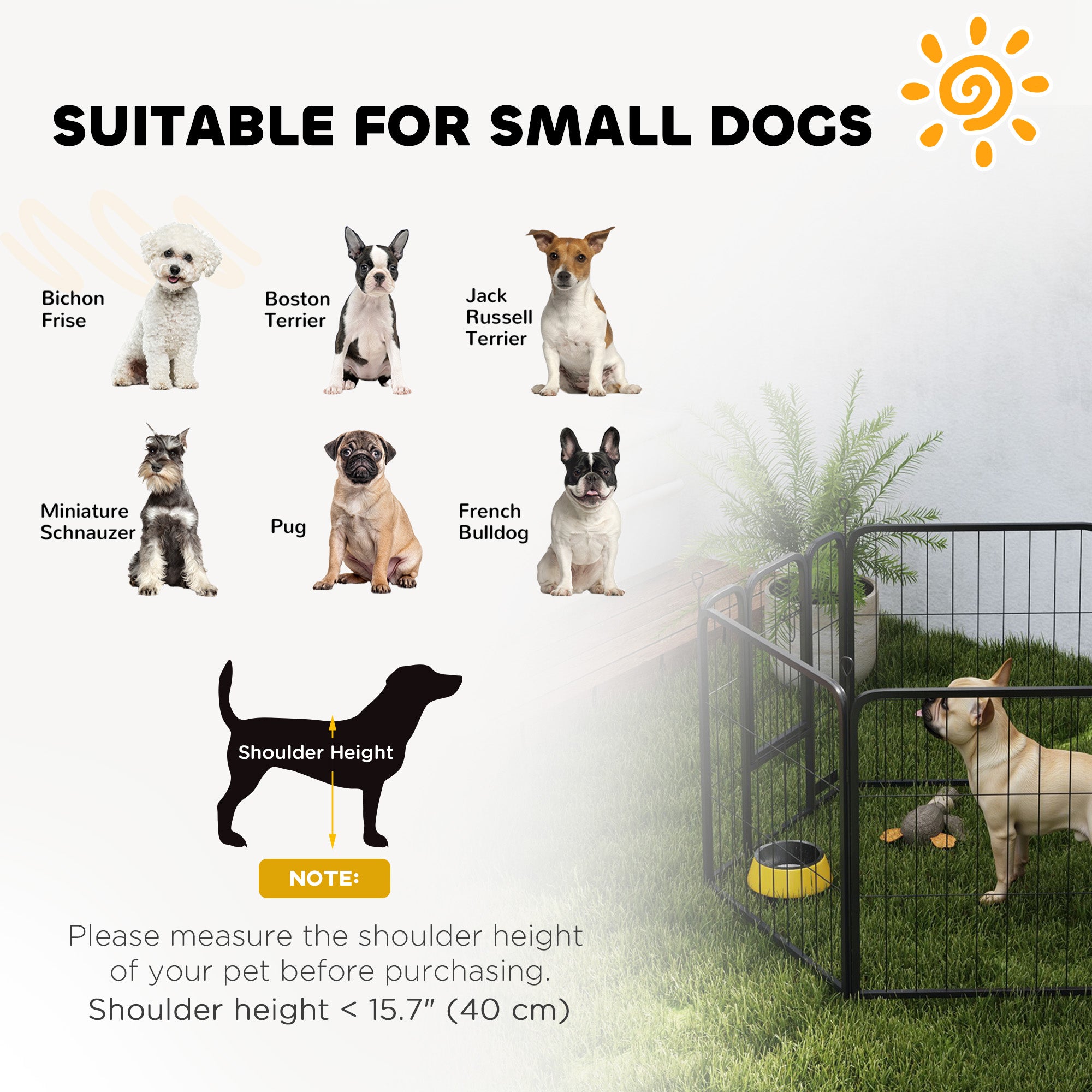 6 Panels Heavy Duty Dog Playpen Outdoor Indoor with Door &; Strap, 24