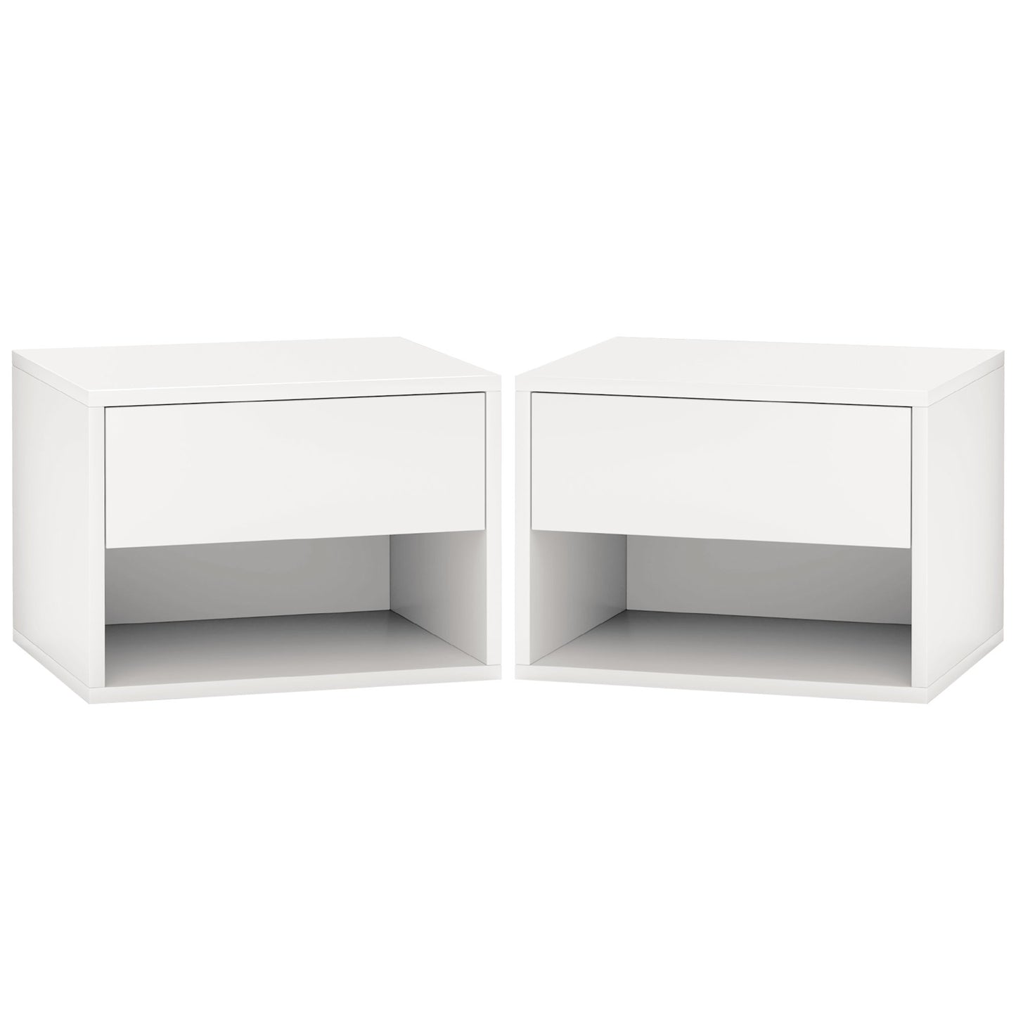 Floating Nightstand Set of 2, Wall Mounted Bedside Table with Drawer for Bedroom, White Bedside Tables   at Gallery Canada