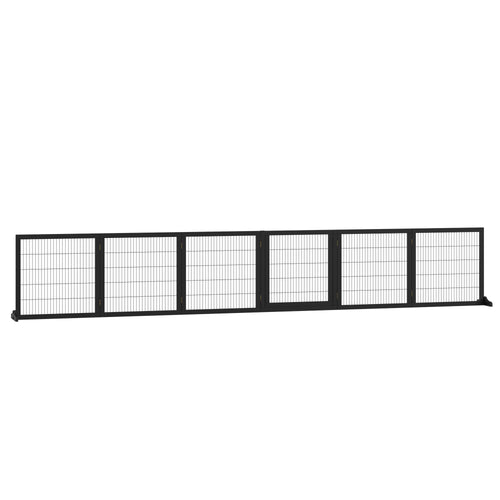 Wooden Freestanding Pet Gate w/ 2 Support Feet, Black