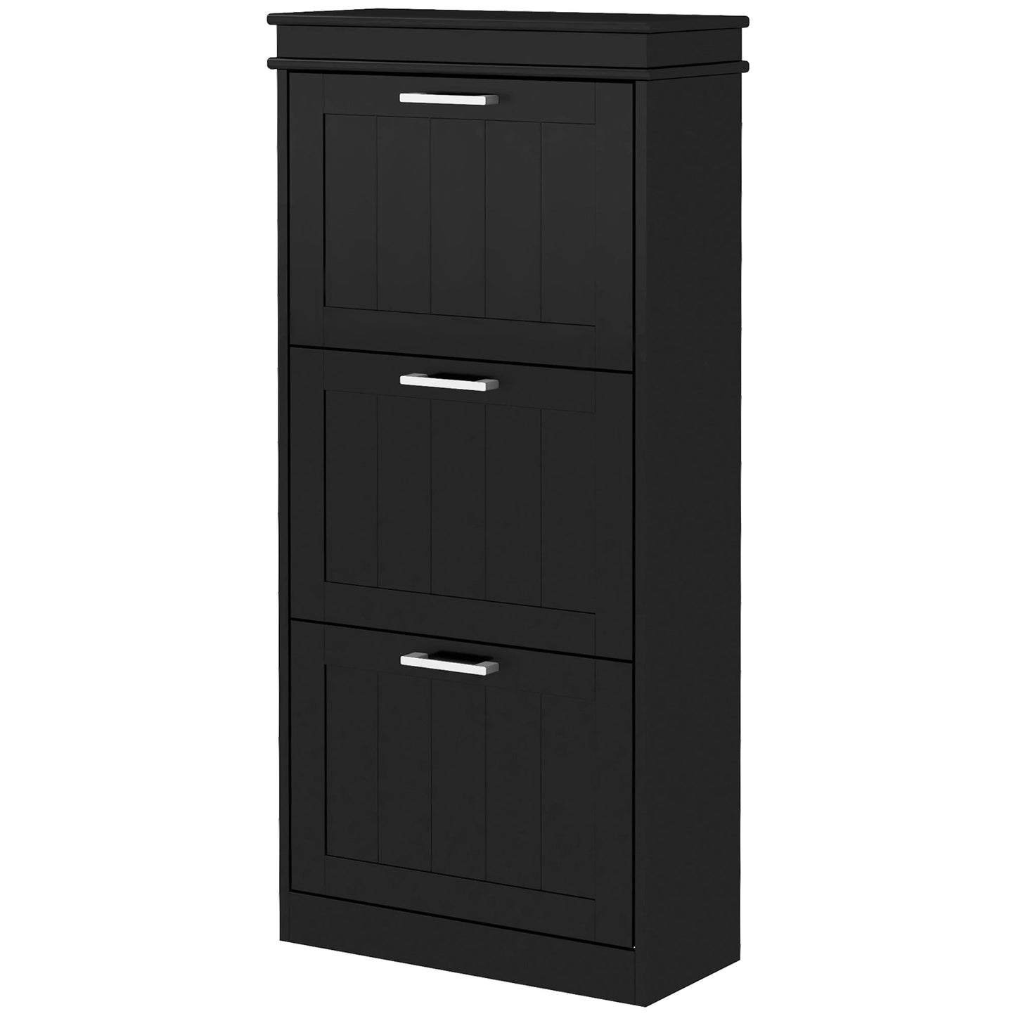 Shoe Storage Cabinet with 3 Flip Drawers and Adjustable Shelves, Narrow Shoe Cabinet for 15 Pairs of Shoes, Black Shoe Storage Cabinets & Racks Black  at Gallery Canada