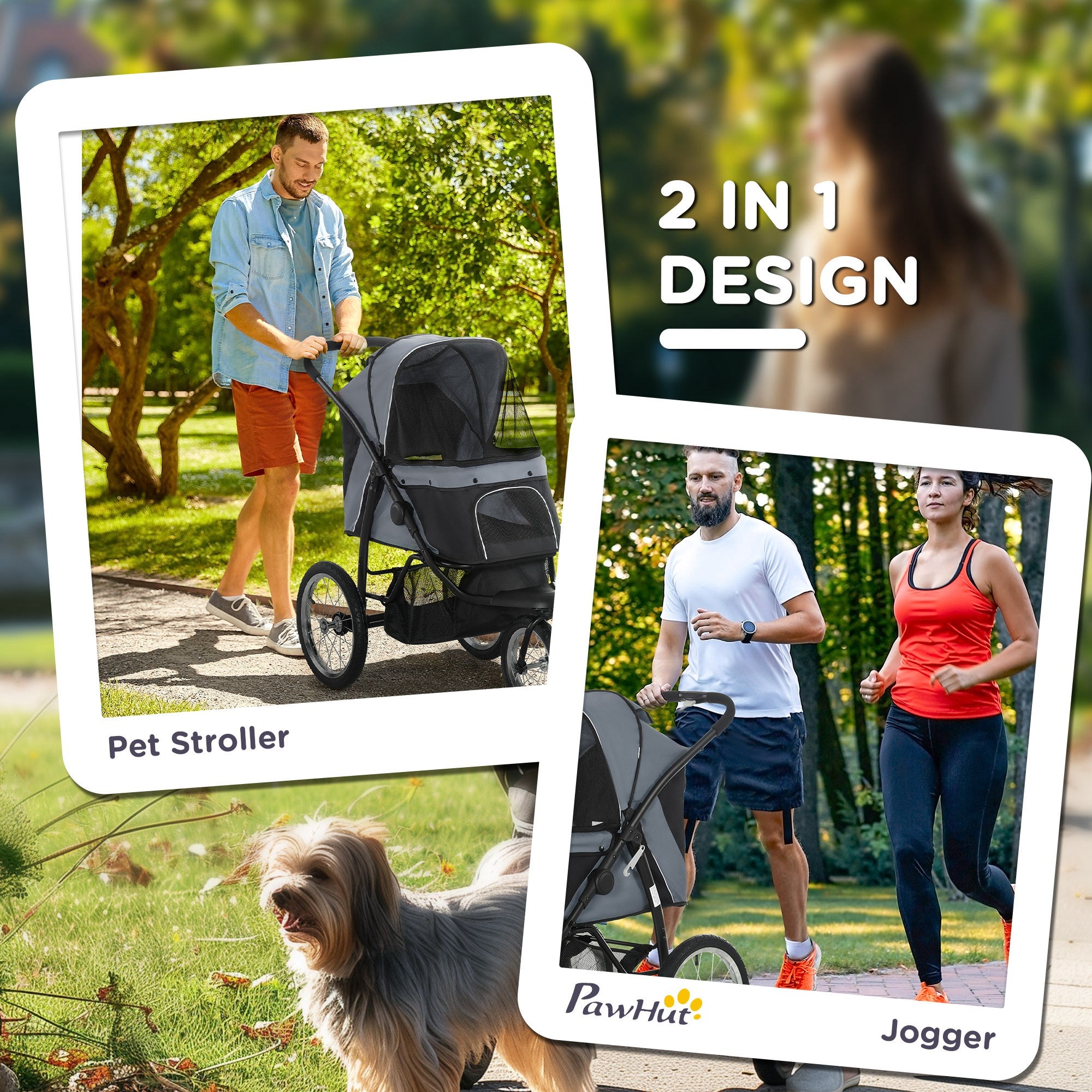 3 Big Wheels Pet Stroller for Small, Medium Dogs, Cat Stroller Travel Folding Carrier with Adjustable Canopy, Black Dog Bike Trailers & Strollers at Gallery Canada