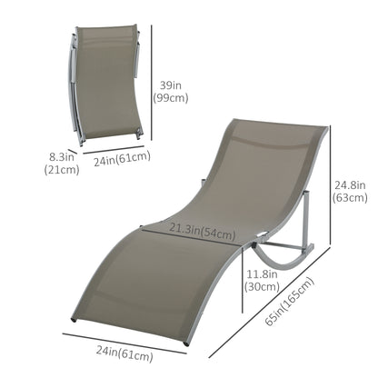 Set of 2 Foldable S-Shaped Outdoor Chaise Lounge Chairs, 264lbs Capacity, Light Grey Lounger Chairs   at Gallery Canada