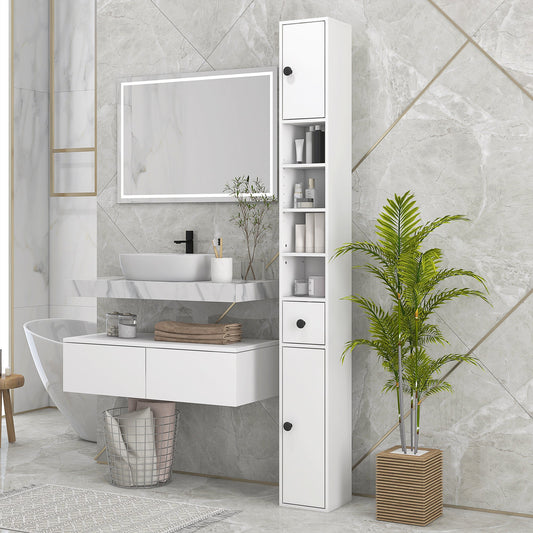 Tall 71" Bathroom Storage Cabinet with Adjustable Shelves and 2 Doors, White Bathroom Cabinets White  at Gallery Canada