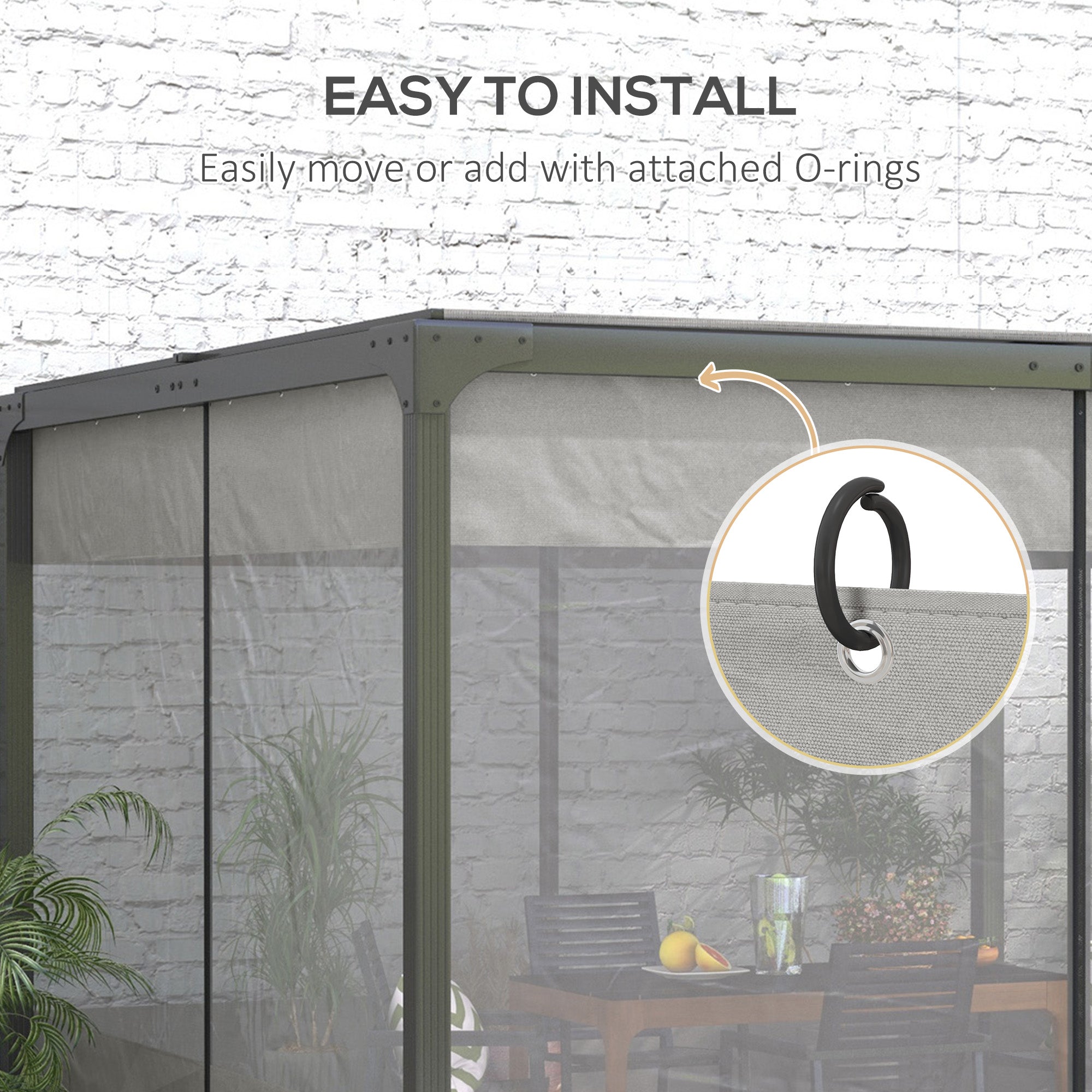 Pergola Gazebo Curtains for 10' x 10' Pergola, 4 Pack Side Panels Replacement with Large Windows and Zipped Doors Gazebo Sidewalls at Gallery Canada