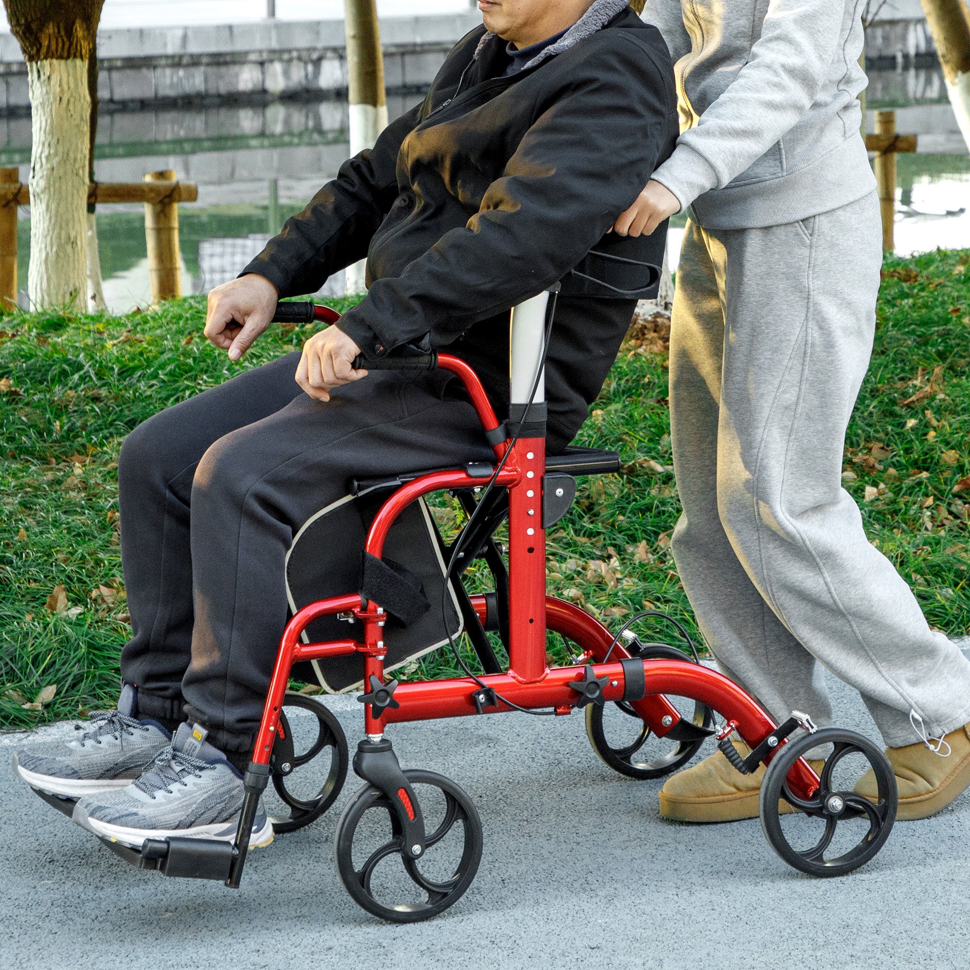 Rollator Walker with Seat, Folding Rolling Walker with 8