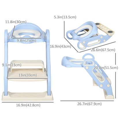 Children's Potty Training Seat with Ladder, Cushion, Handles, Splash Guard, Blue Toddler & Kids Step Stools   at Gallery Canada