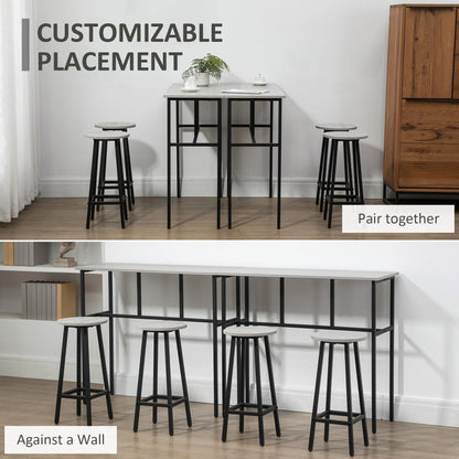 6-Piece Bar Table Set, 2 Breakfast Tables with 4 Stools, Counter Height Dining Tables &; Chairs for Kitchen, Living Room, Grey Bar Sets   at Gallery Canada