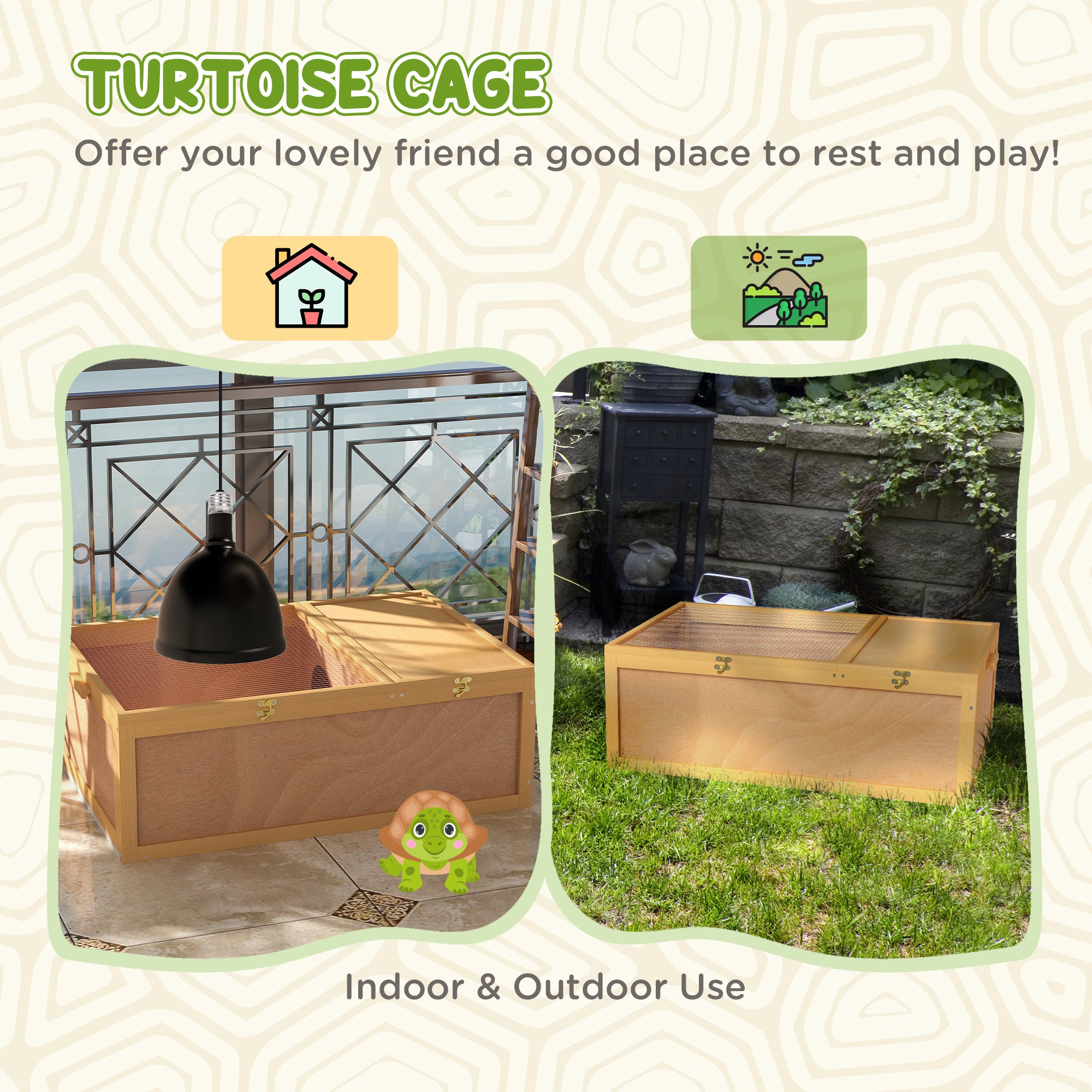 Wooden Tortoise Enclosure with Two Room Design, for Indoor Use, 37