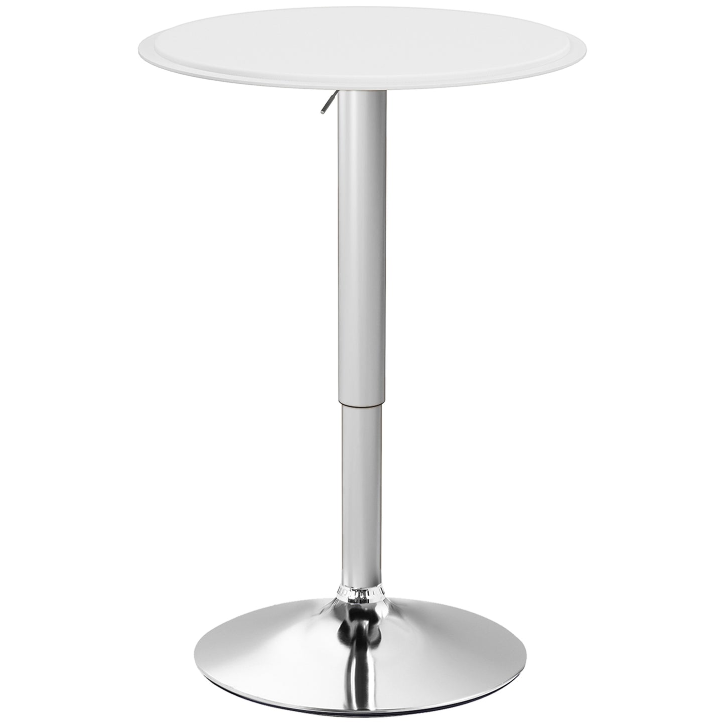 Modern Round Bar Table Adjustment Height Home Pub Bistro Desk Faux Leather Covered Wooden Top Chrome Base White Bar Tables & Dining Tables Multi Colour  at Gallery Canada