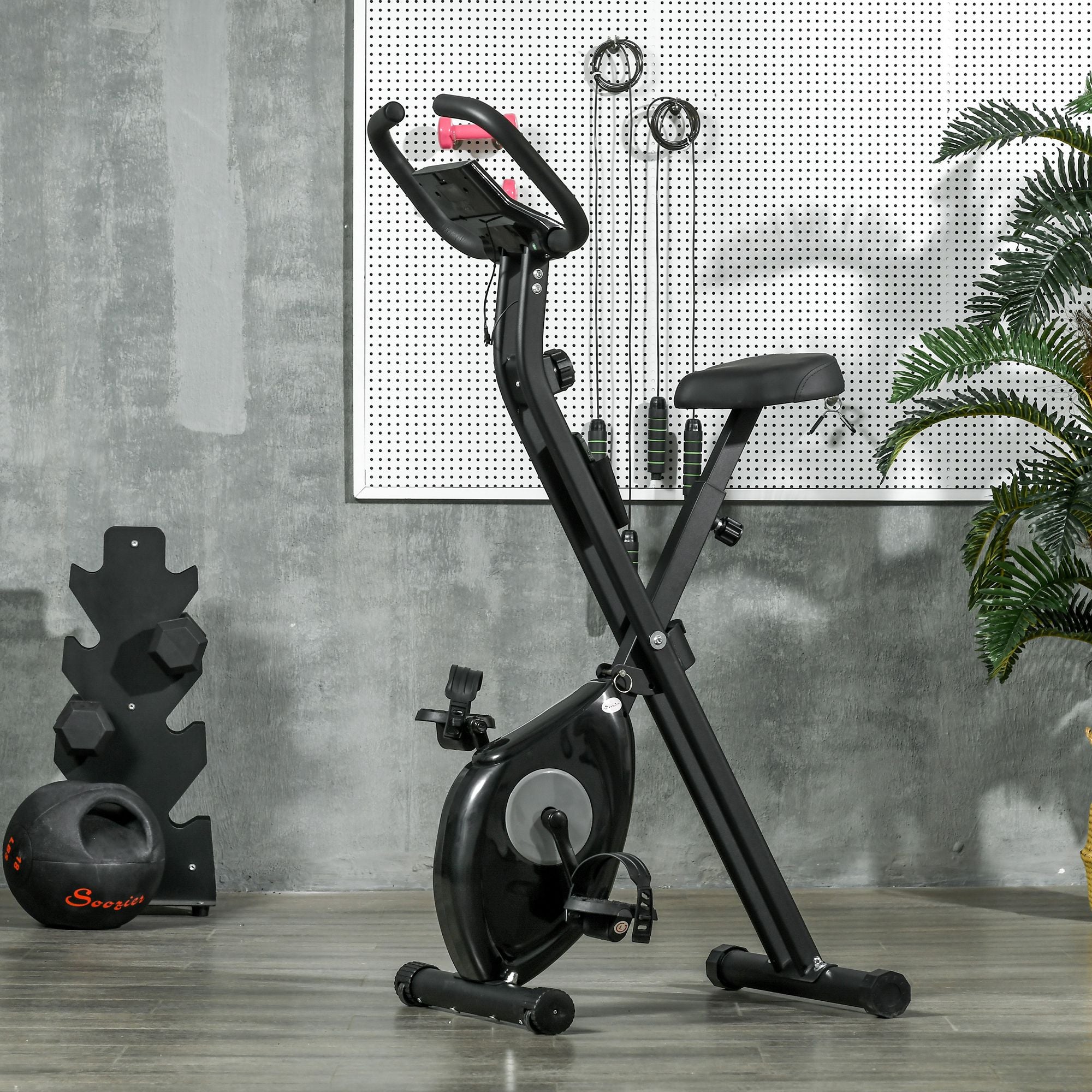 Foldable Exercise Bike Indoor Stationary Bike w/ 8-Level Magnetic Resistance LCD Screen Phone Holder for Home Gym Black Exercise & Stationary Bikes at Gallery Canada