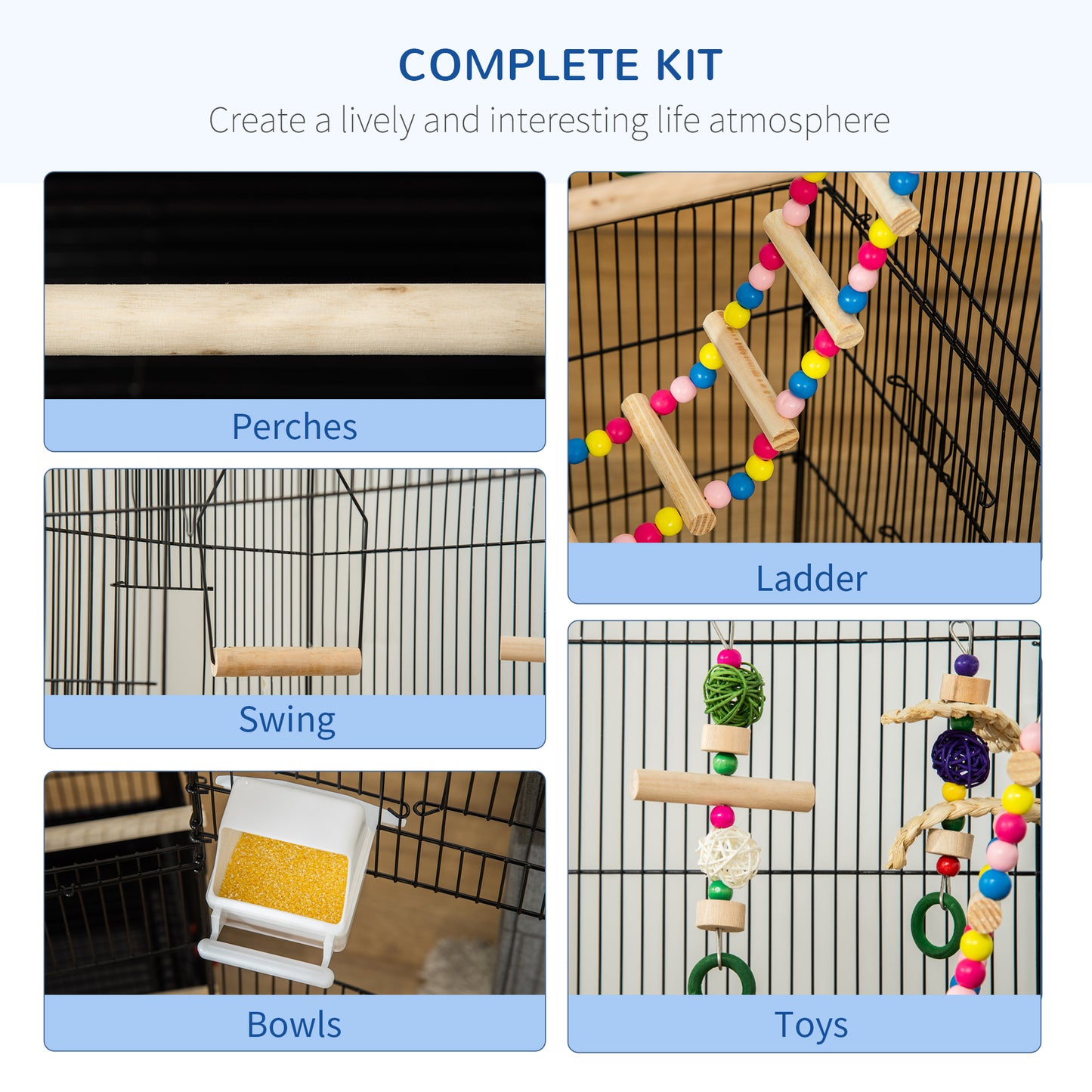 39" Bird Cage for Budgie, Cockatiel, Conure, Small Birds, with Ladder, Swing, Toys, Perches, Tray, Feeding Bowls, Handle Bird Cages   at Gallery Canada