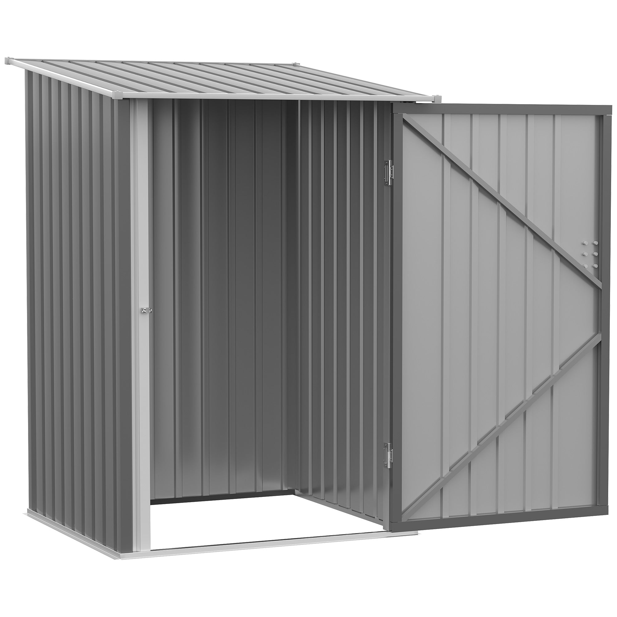 3.3' x 3.4' Lean-to Garden Storage Shed, Outdoor Galvanized Steel Tool House with Lockable Door for Patio Grey Sheds at Gallery Canada