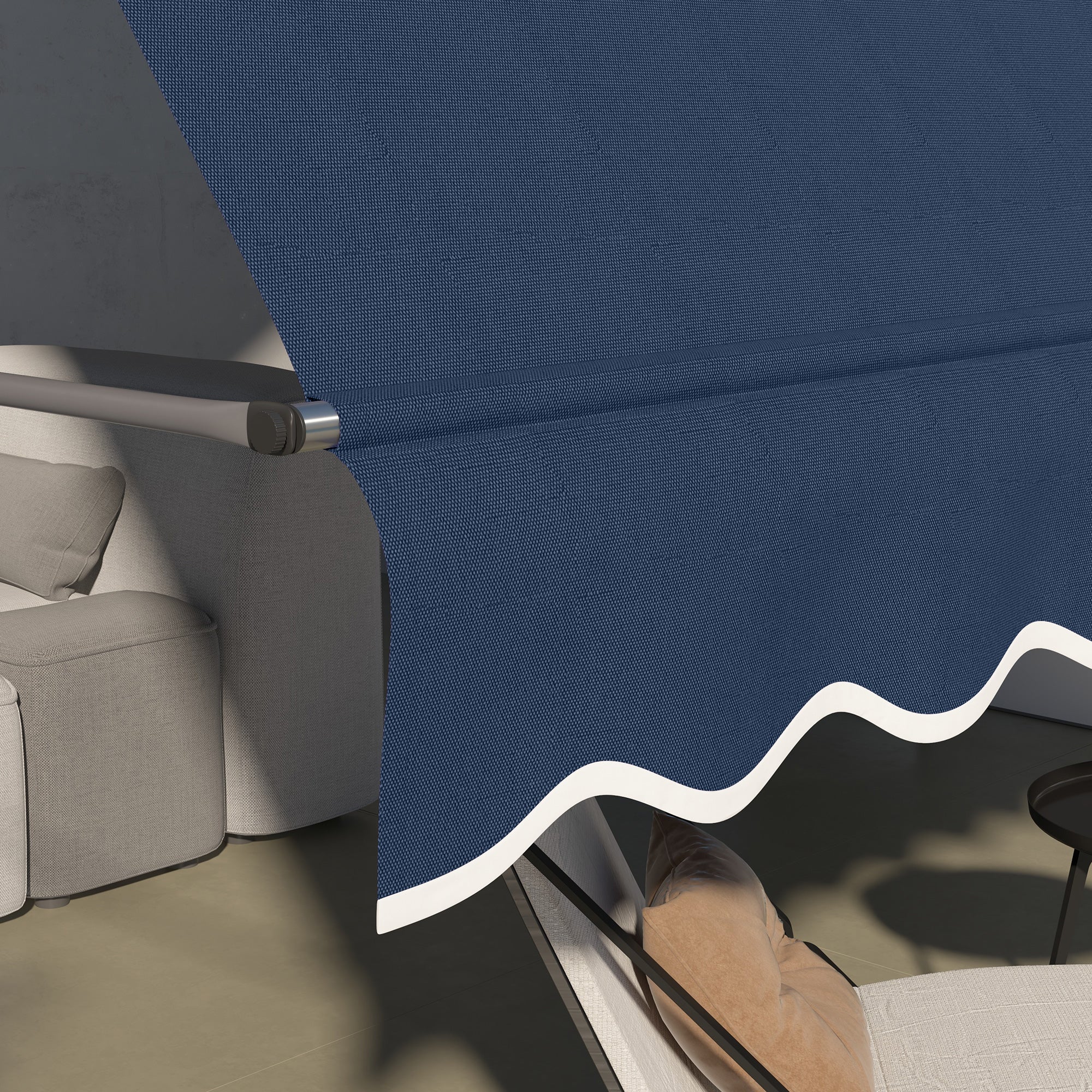 11.5' x 4' Manual Retractable Awning, Non-Screw Freestanding Patio Awning, UV Resistant, for Window or Door, Blue Patio Awnings at Gallery Canada