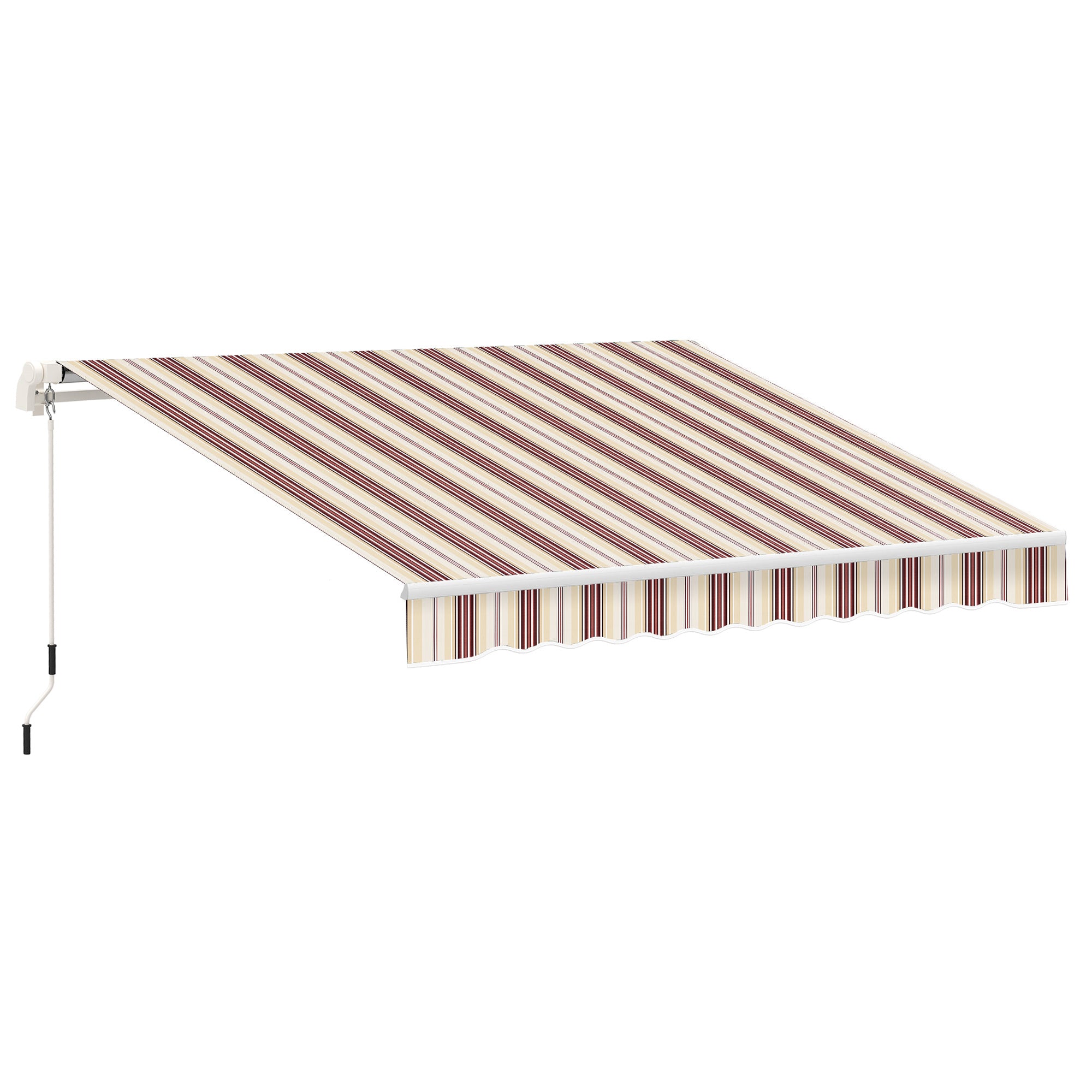 10' x 8' Manual Retractable Awning, Sun Shade Shelter Canopy, with Aluminum Frame and UV Protection for Patio Deck Yard Window Door, Red Stripe Deck Awnings Red Stripe at Gallery Canada