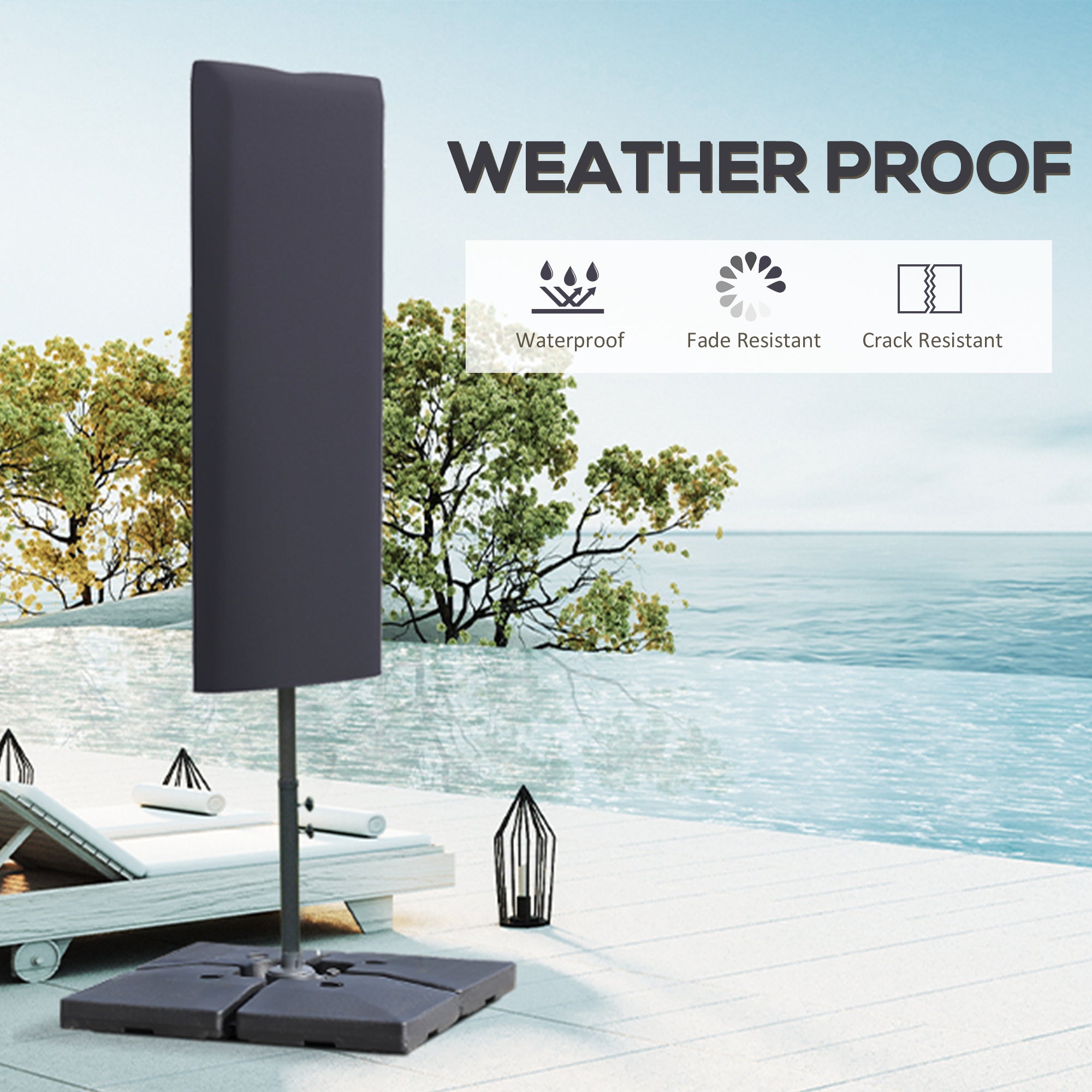 Garden Parasol Cover, Outdoor Cantilever Umbrella Cover with Zipper, Dark Grey Umbrella Covers at Gallery Canada