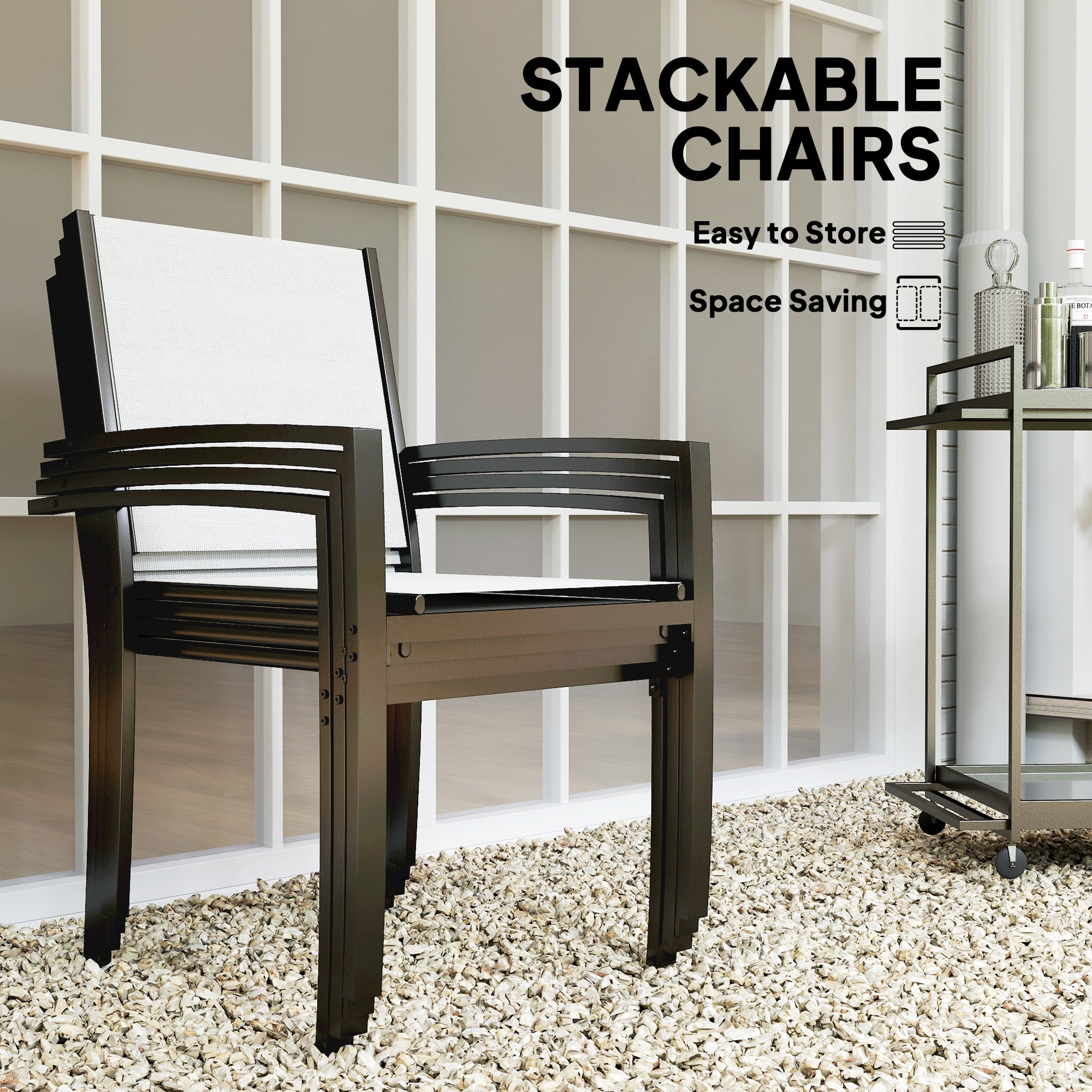 5 Piece Outdoor Dining Set with Round Table and 4 Stackable Chairs, for Backyard, Lawn, Deck, Balcony, Pool Side Outdoor Dining Sets at Gallery Canada