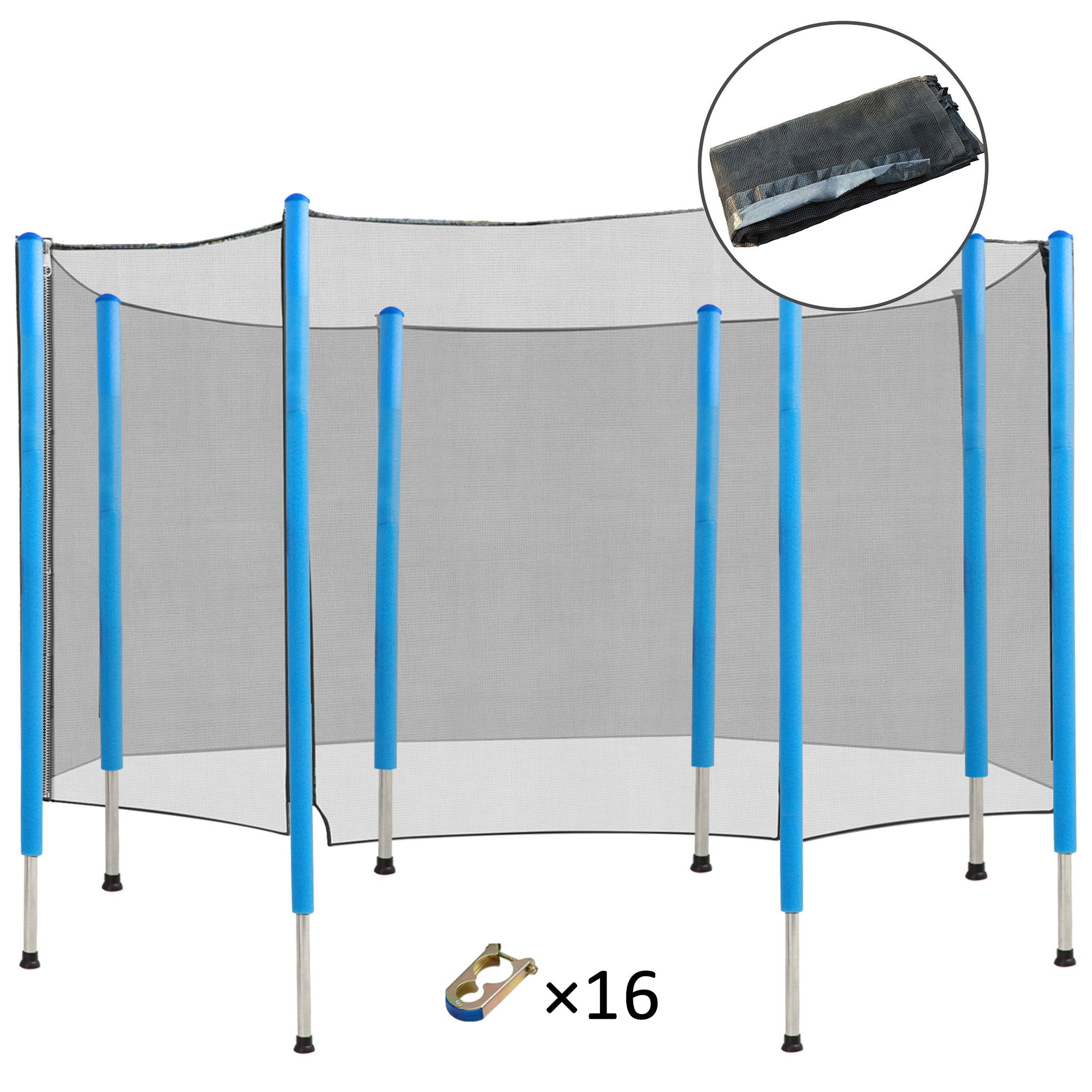 14 FT Trampoline Net Enclosure Trampolining Bounce Safety Accessories w/ 8 Poles Net Enclosure Only, Black Trampolines at Gallery Canada