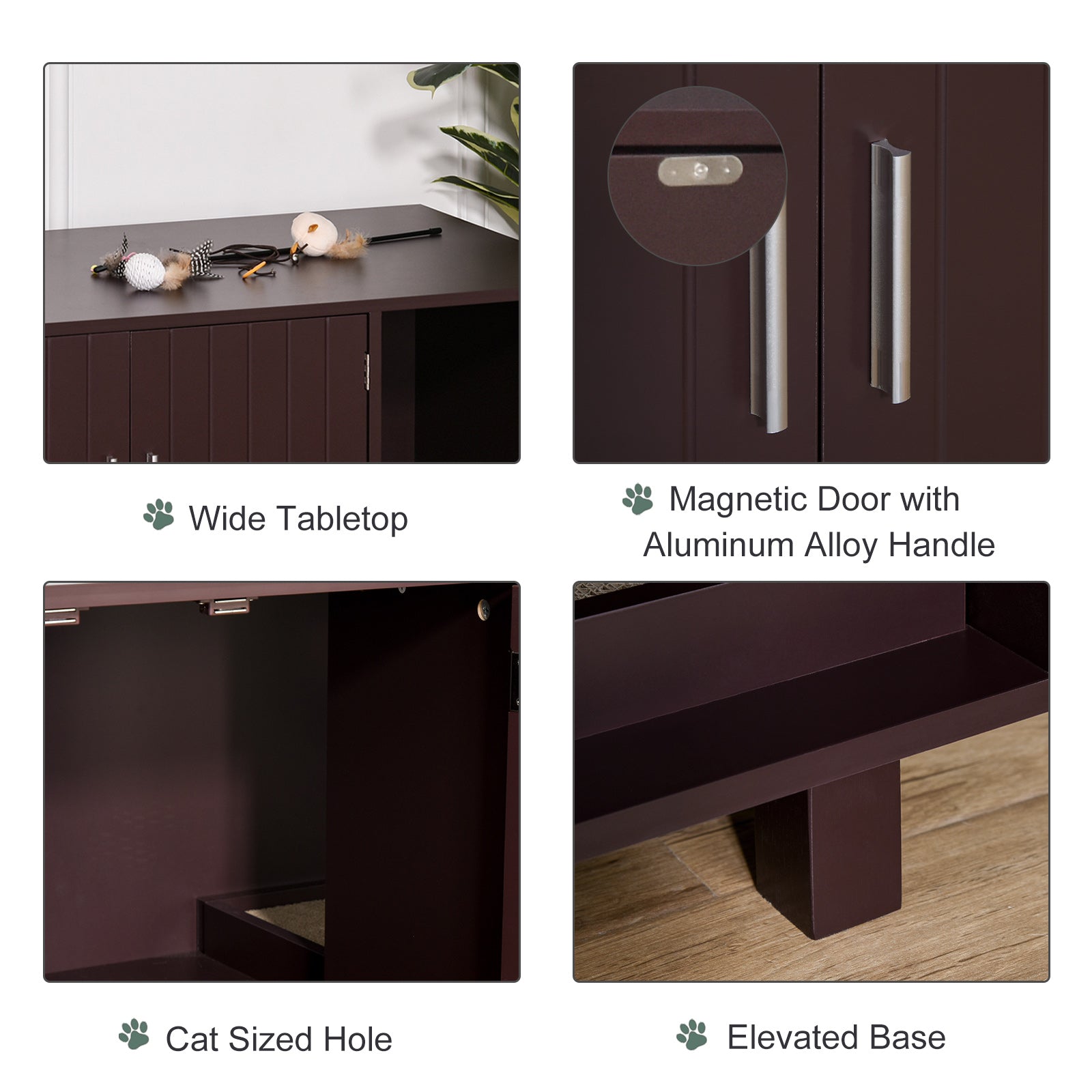 Cat Litter Box Enclosure, Hidden Litter Box Furniture, Cat House End Table Washroom with Scratching Pad, for Indoor Cats Kittens, Brown Cat Litter Box Enclosures at Gallery Canada