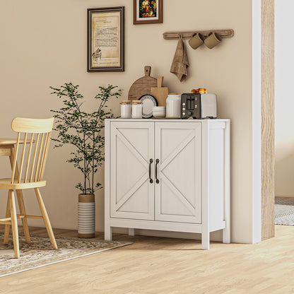 Sideboard Buffet, Kitchen Storage Cabinet with Barn Door and Adjustable Shelves, Storage Pantry, White Wood Grain Bar Cabinets White Wood Grain  at Gallery Canada