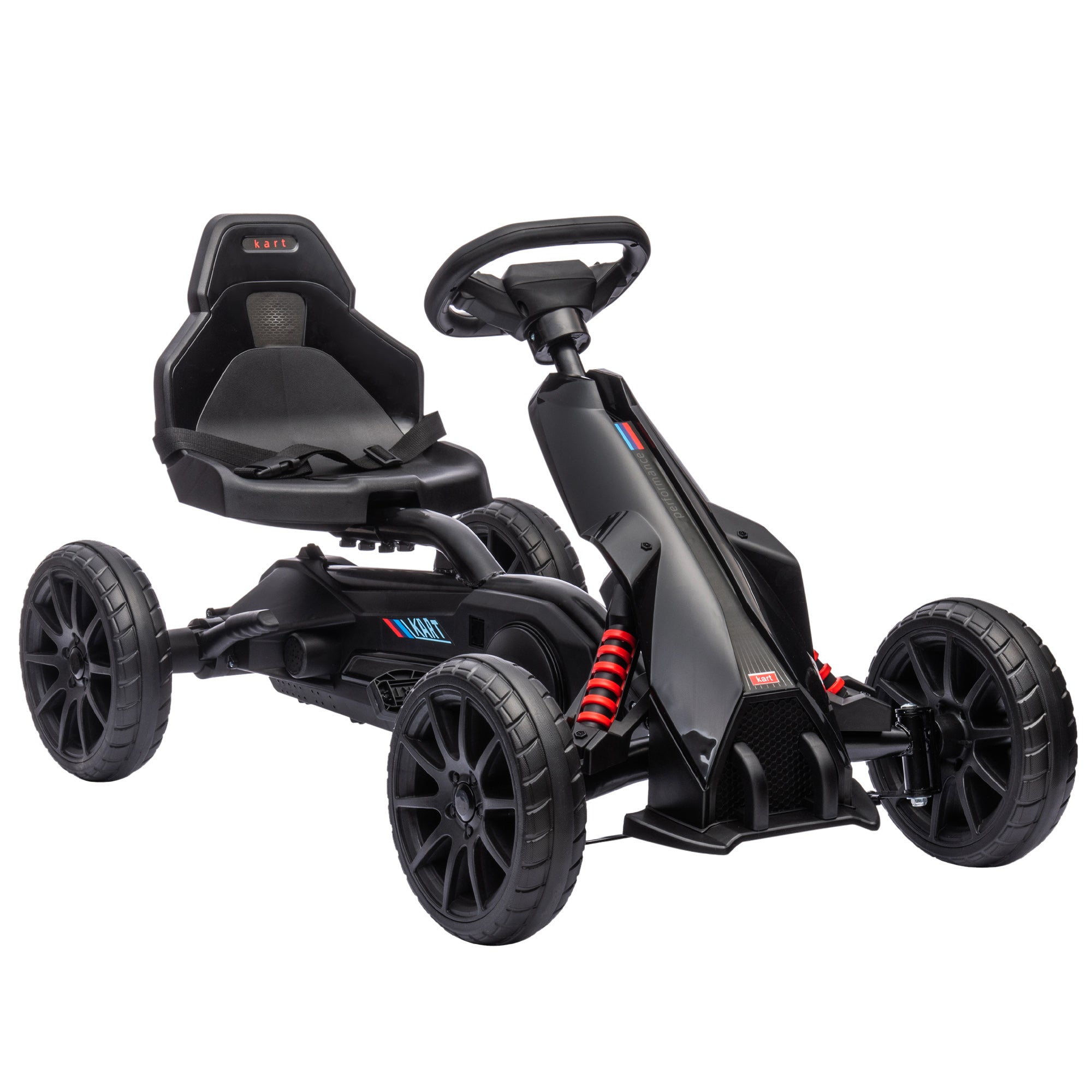 Pedal Go Kart with Adjustable Seat, Forward, Backward, Handbrake, Shock Absorption for 3-8 Years, Black Pedal Go Karts for Kids at Gallery Canada