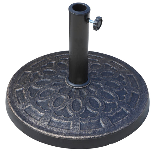 26 lbs Resin Umbrella Base Stand Round Market Parasol Holder with Beautiful Decorative Pattern, for Φ1.5