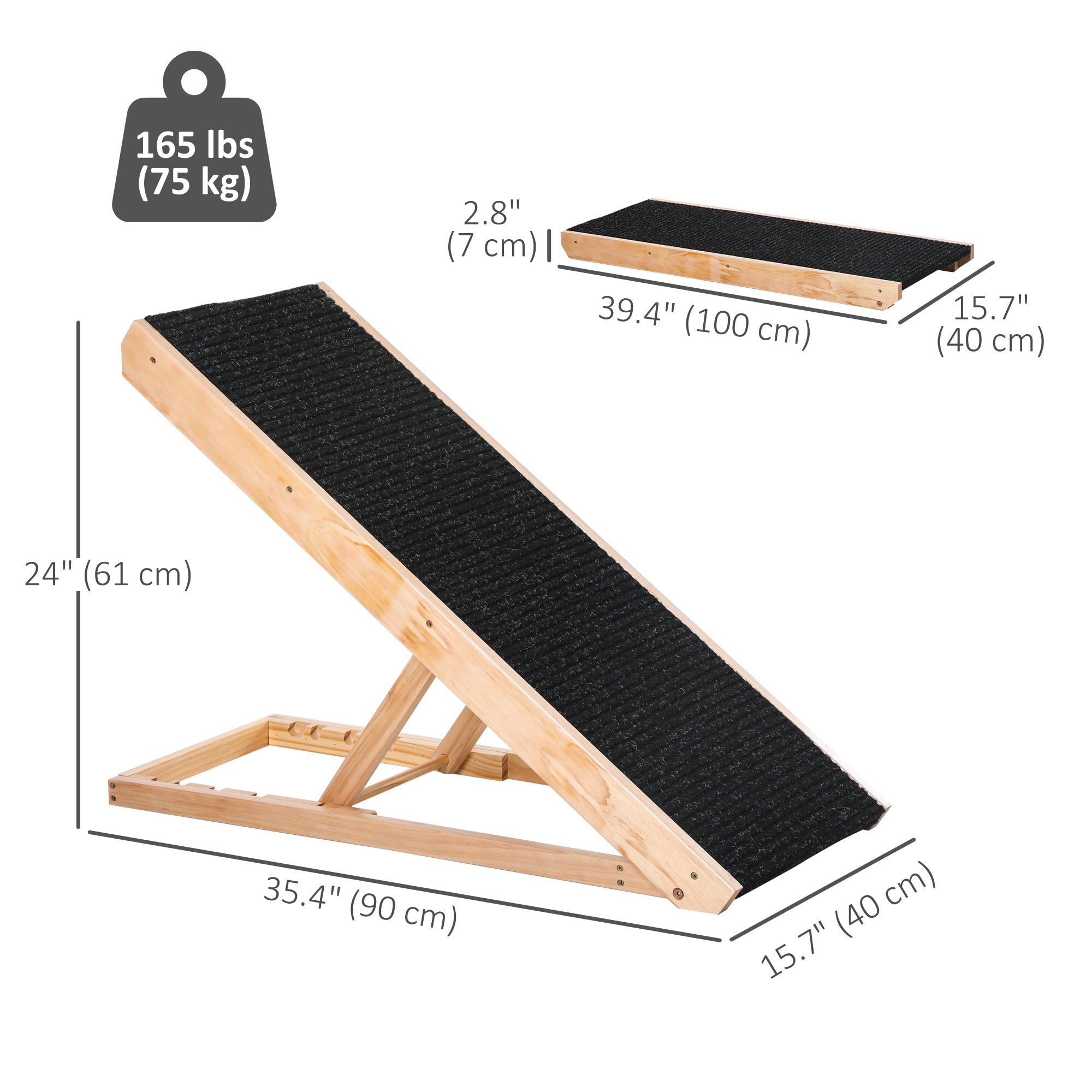 Dog Ramp Foldable Pet Ramp for Bed Couch, Height Adjustable, for Cats Large Dogs with Non Slip Carpeted Surface Dog Stairs at Gallery Canada