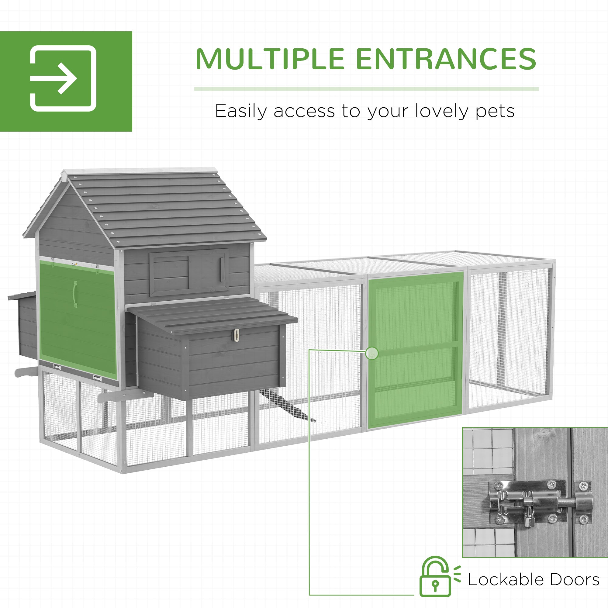 Wooden Chicken Coop with Nesting Boxes, Run, Doors, Tray, Ramp for 4-6 Chickens Chicken Coops at Gallery Canada