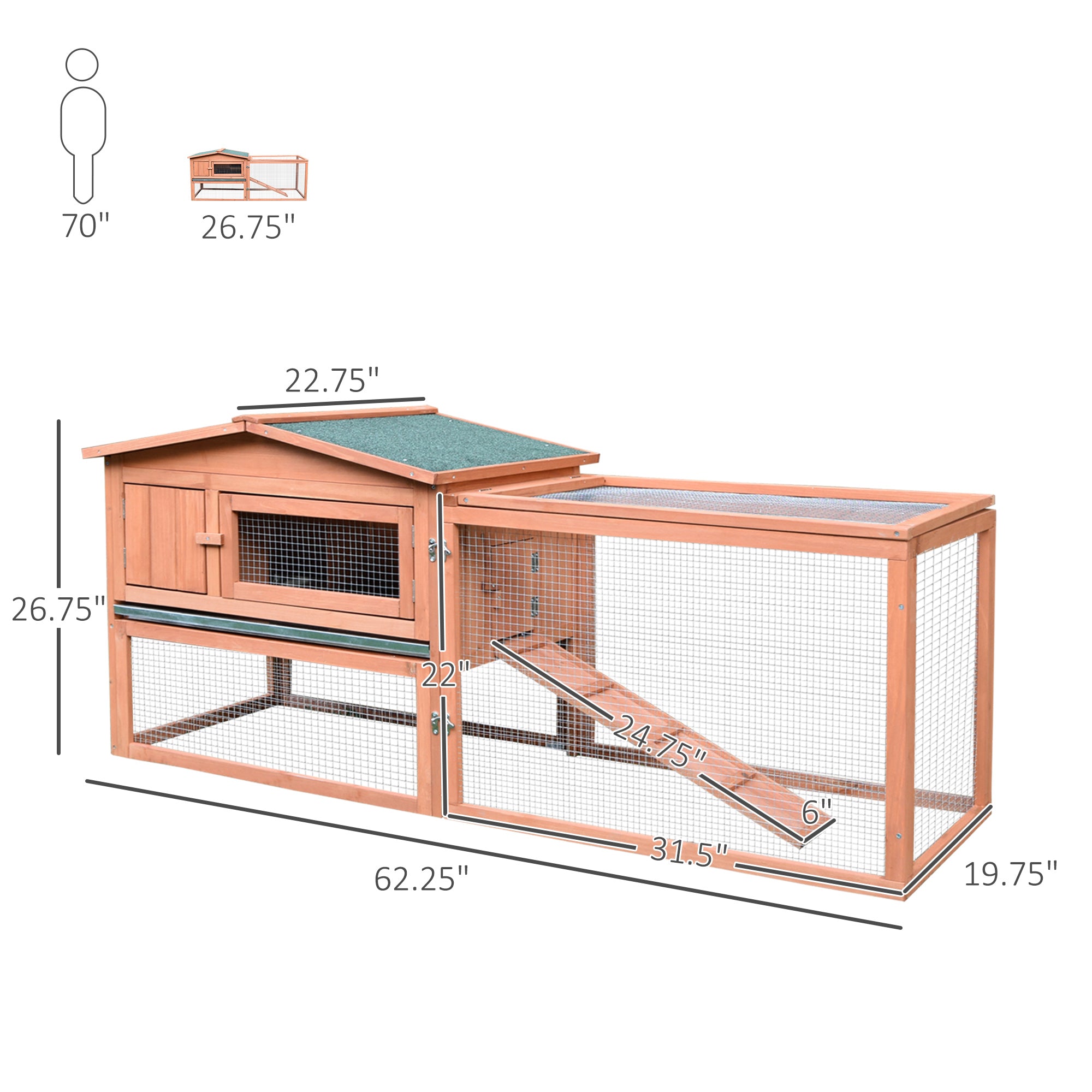 Wooden Rabbit Hutch Cage Bunny House Chicken Coop Habitats with Run Rabbit Hutch   at Gallery Canada