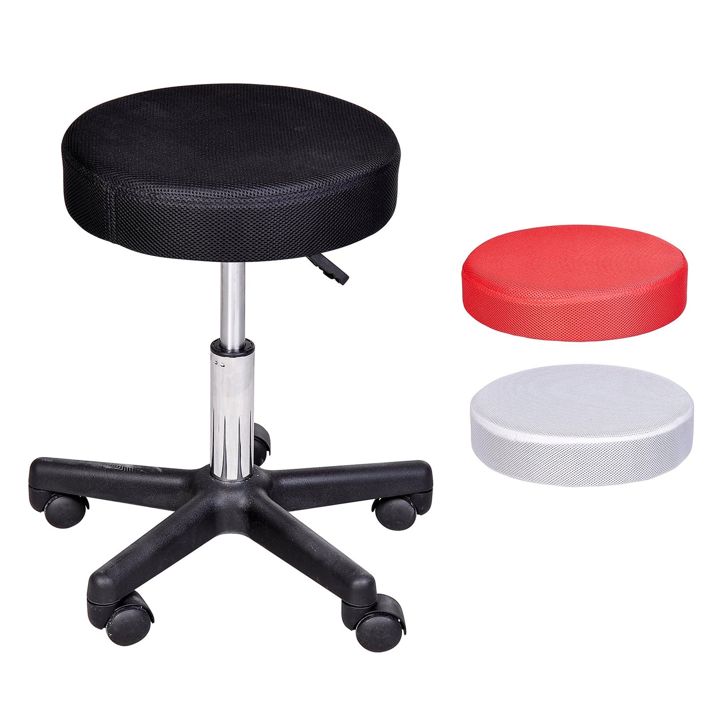 Adjustable Hydraulic Swivel Massage Salon Stool Facial Spa Tattoo Saddle Chair with 3 Changeable Seat Covers, Red/White/Black Salon Stools Multi Colour  at Gallery Canada