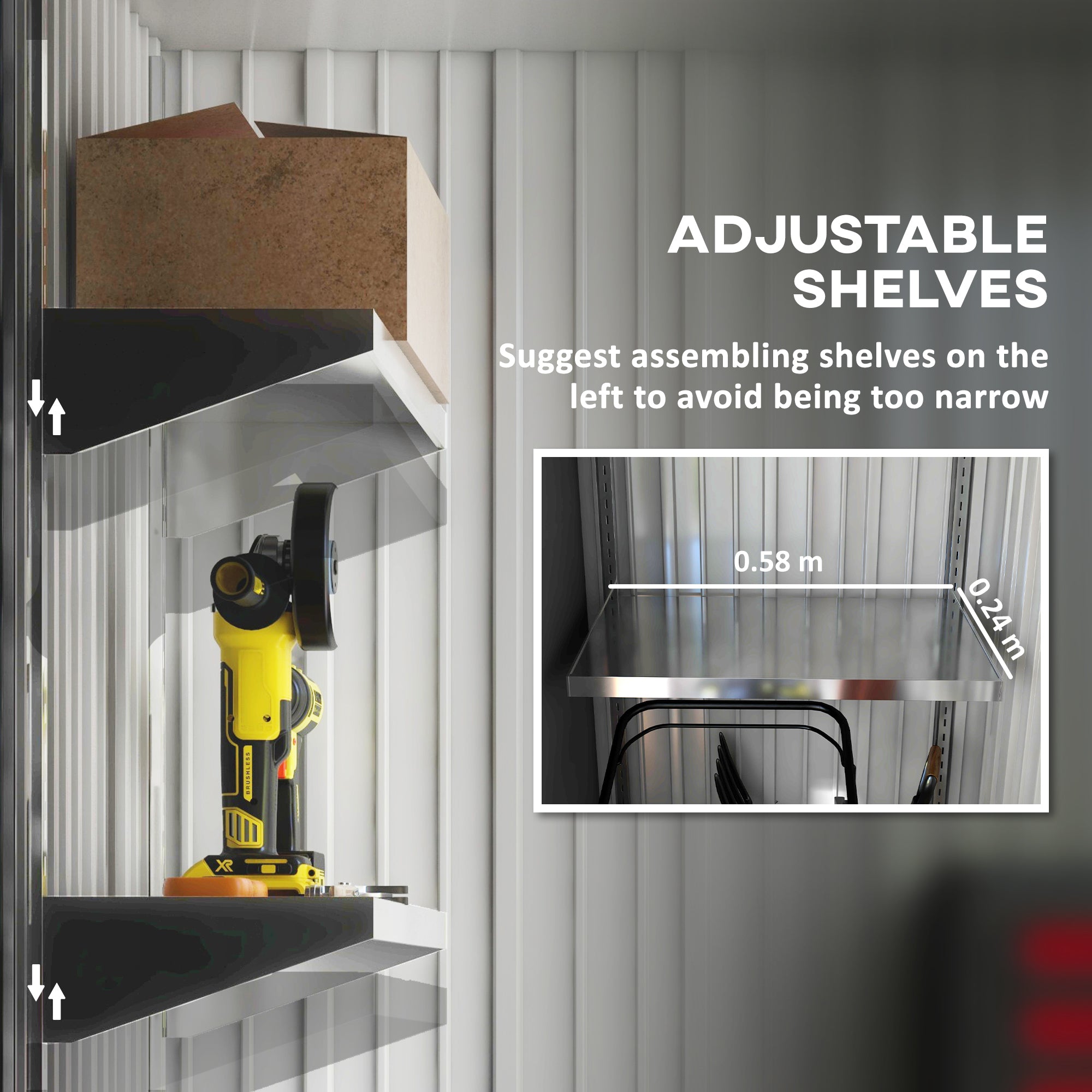 Outdoor Storage Shed, Steel Lean-to Shed with Adjustable Shelf, Lock, Gloves, 5'x3'x6', Dark Grey Sheds at Gallery Canada