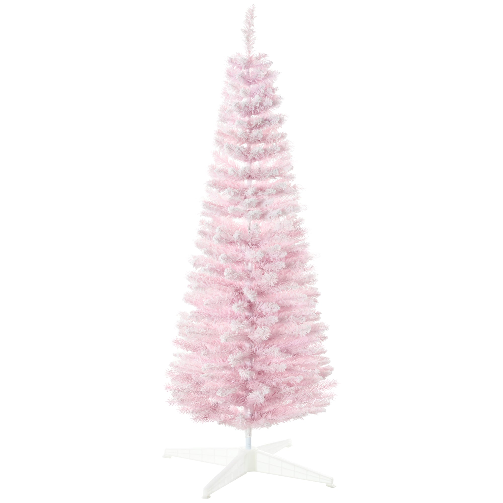 5ft Flocked Christmas Tree, Pencil Artificial Christmas Tree with Realistic Branches, Pink Pencil Christmas Trees   at Gallery Canada