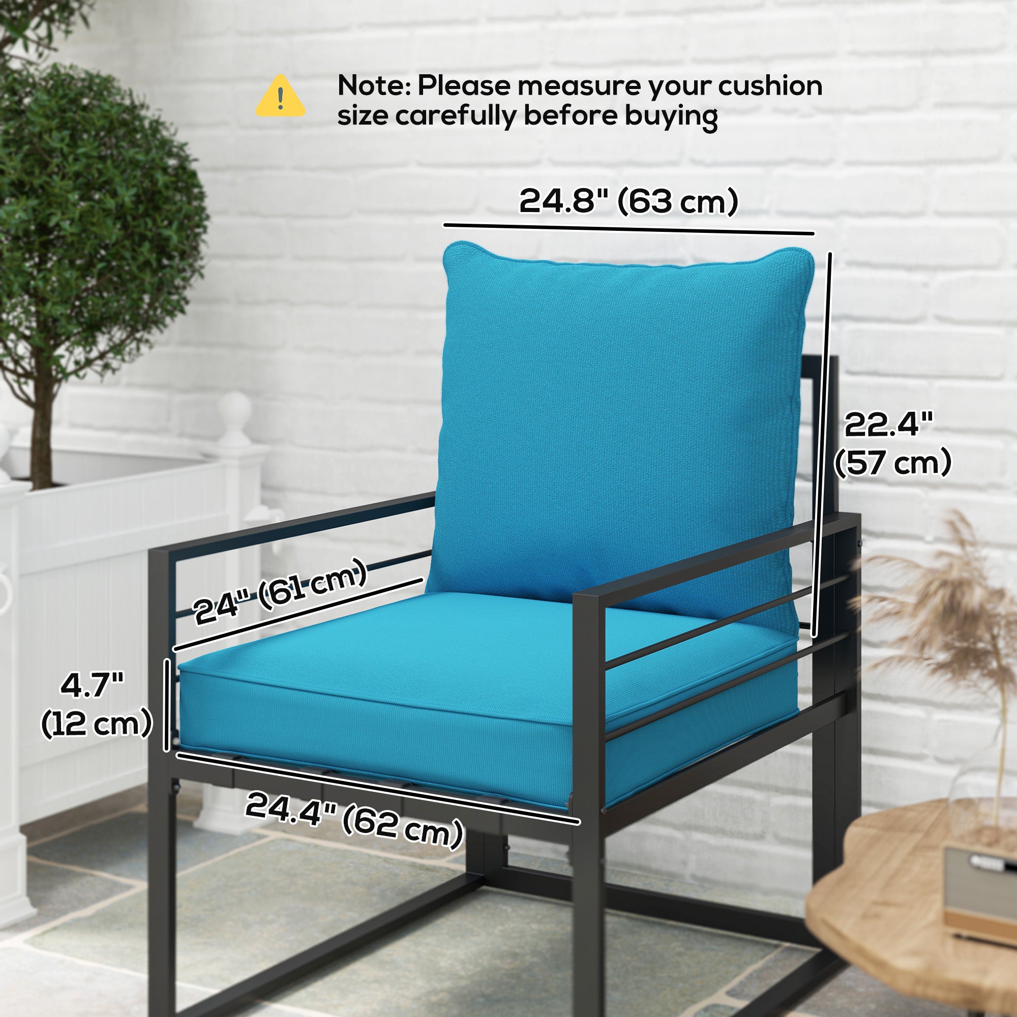 Patio Chair Cushions, Thick Deep Seat Outdoor Seat Cushion with Back Cushion, Turquoise Patio Chair Cushions at Gallery Canada