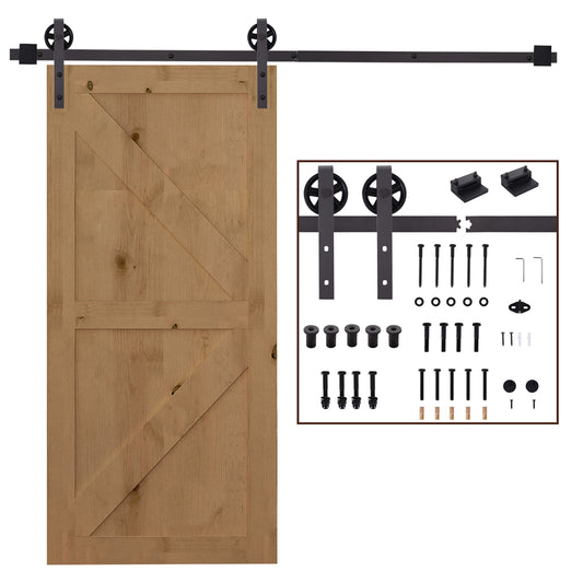 6FT Sliding Barn Door Track Kit, Heavy Duty Barn Door Hardware Kit, Fit 36" Wide Door Panel (J Shape), Deep Coffee Door Hardware   at Gallery Canada