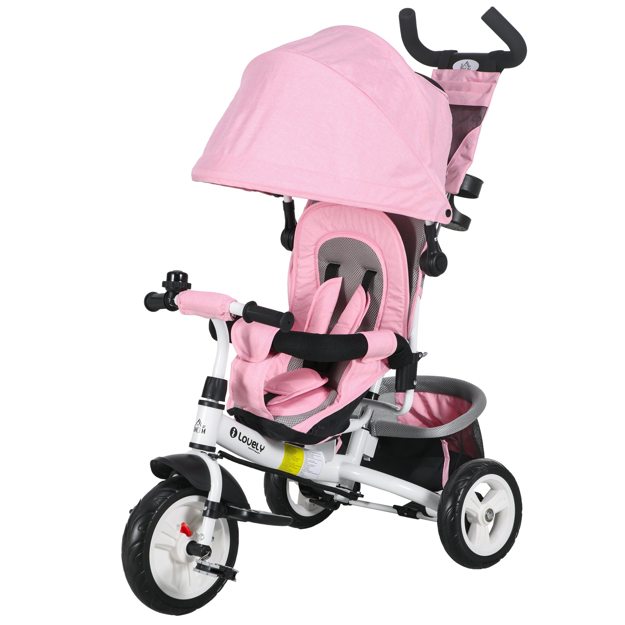 6 in 1 Tricycle for Toddler 1-5 Years with Parent-Push Handle, Pink Tricycles for Kids Pink and White at Gallery Canada