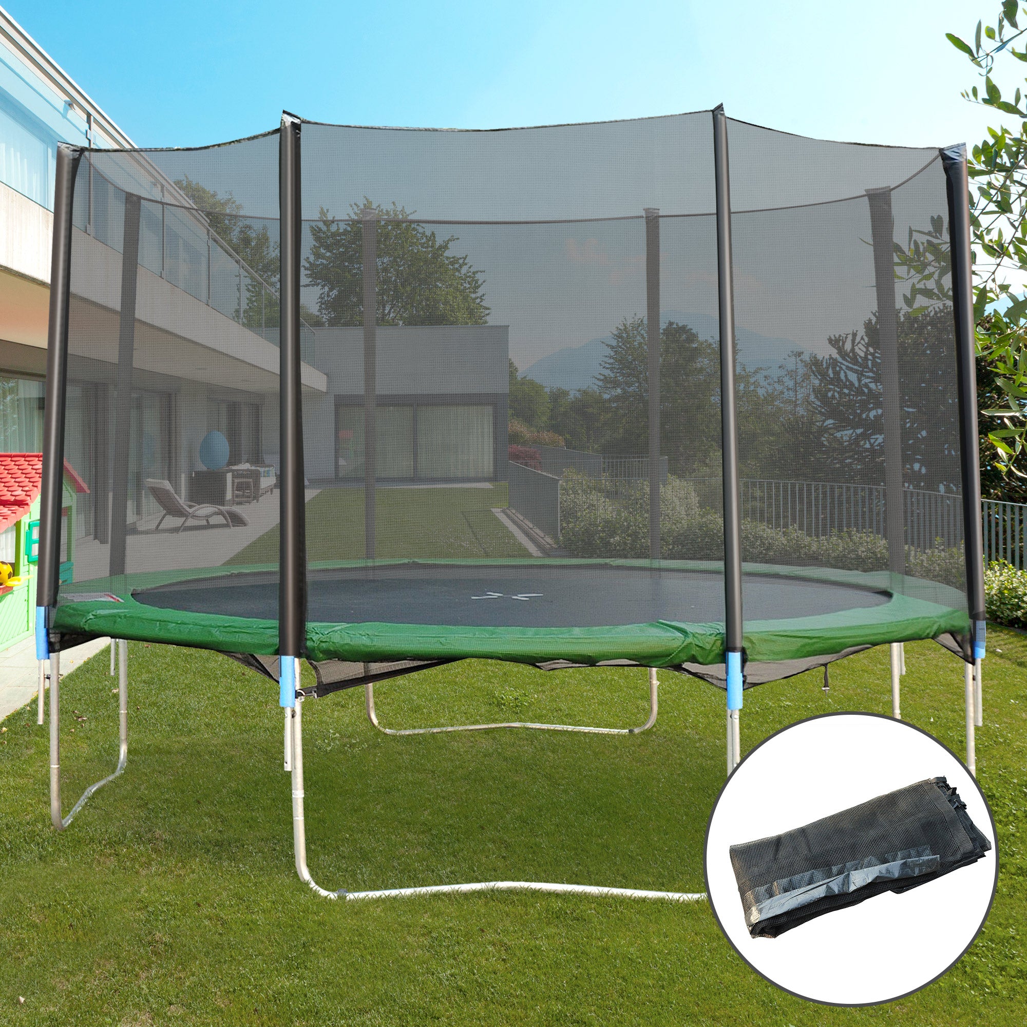 12FT Trampoline Net Enclosure Trampolining Bounce Safety Accessories w/ 8 Poles Net Enclosure Only, Black Trampolines at Gallery Canada