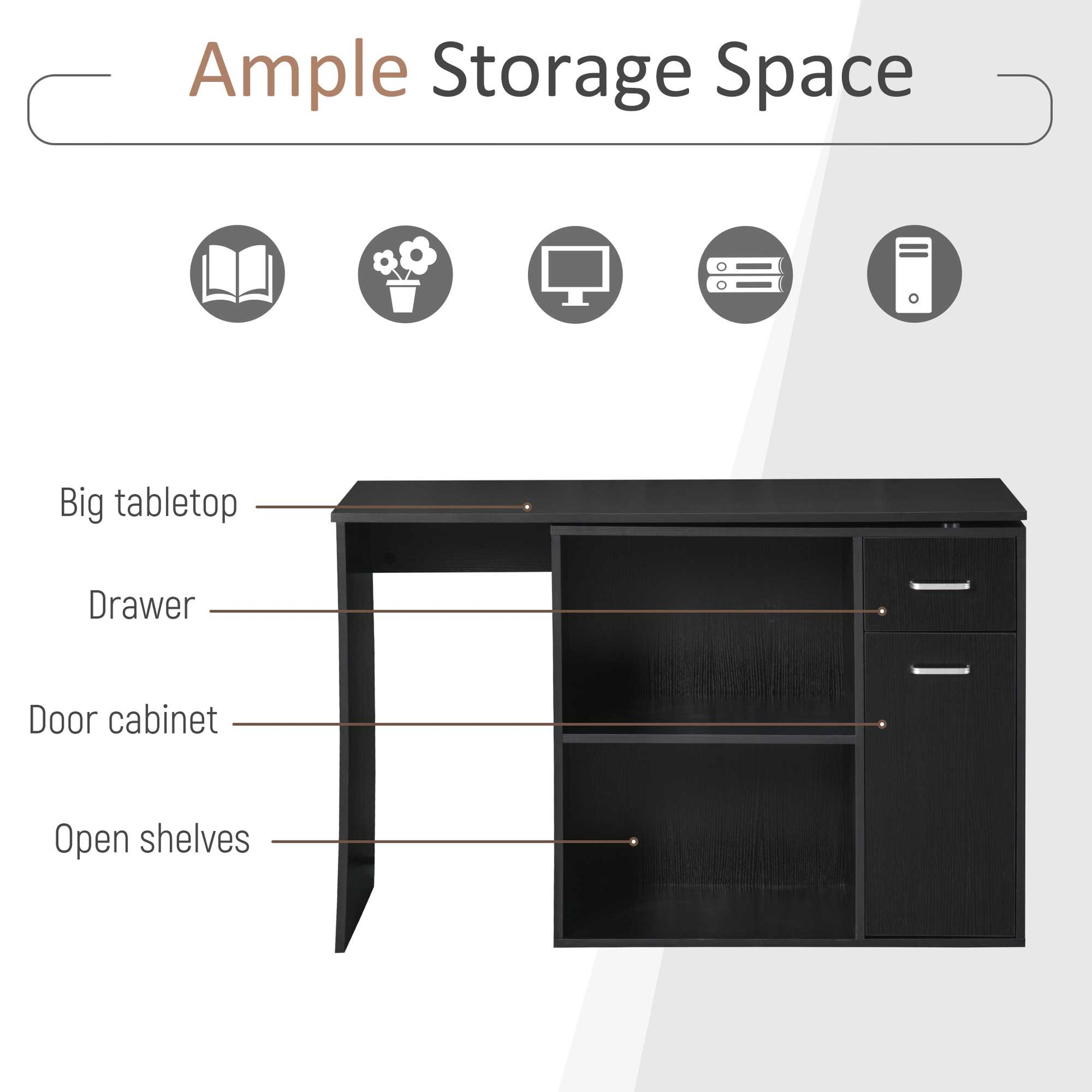 360° Rotating Home Office Corner Desk Storage Shelf Cabinet Black Writing Desks   at Gallery Canada