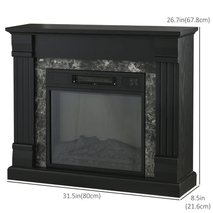 Freestanding Electric Fireplace Heater with Mantel, Timer, Remote, Black Electric Fireplaces   at Gallery Canada