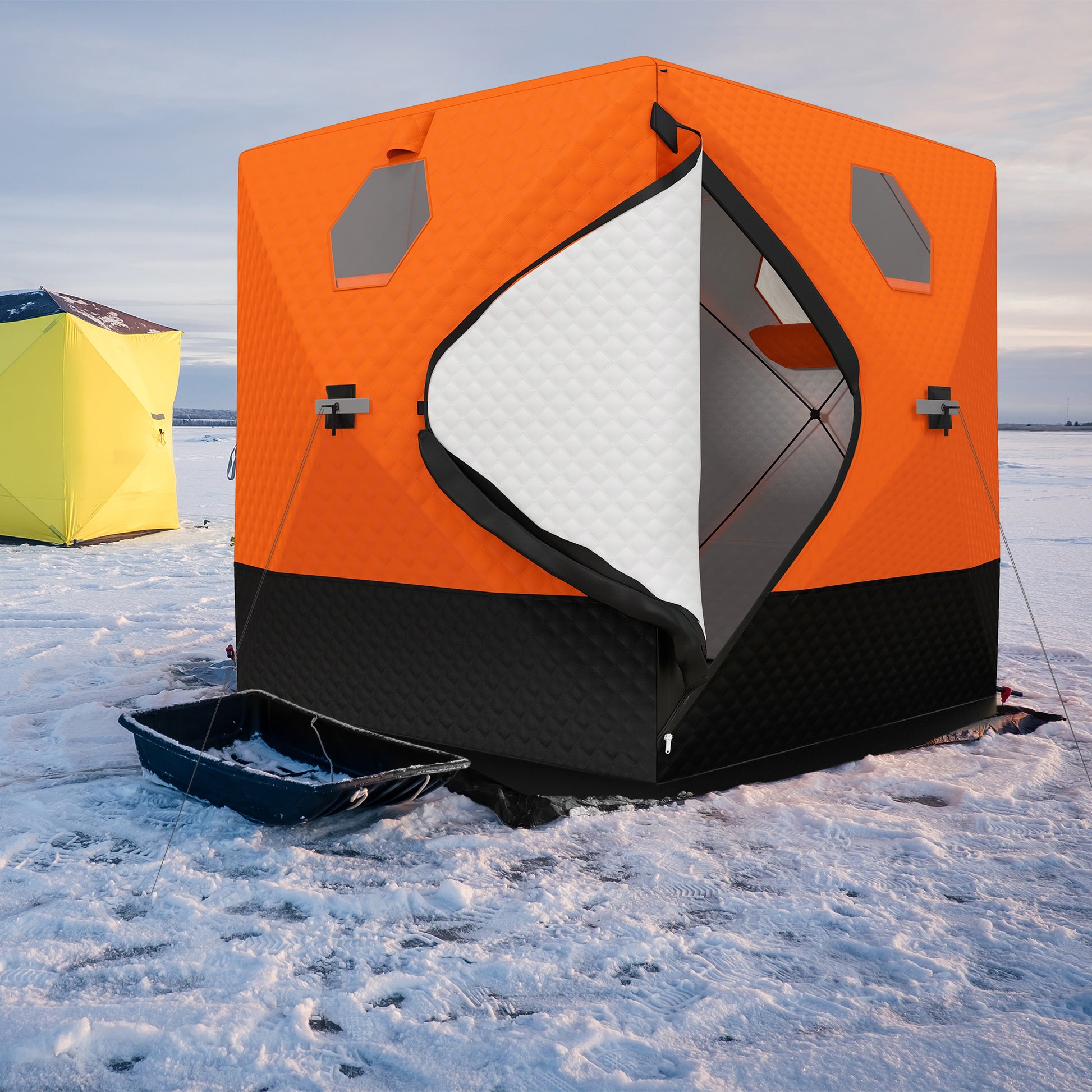 2-3 Person Insulated Ice Fishing Shelter, Pop up Ice Fishing Tent with Windows, Vents and Carry Bag, for Low-Temp -22℉ Ice Fishing Tents   at Gallery Canada