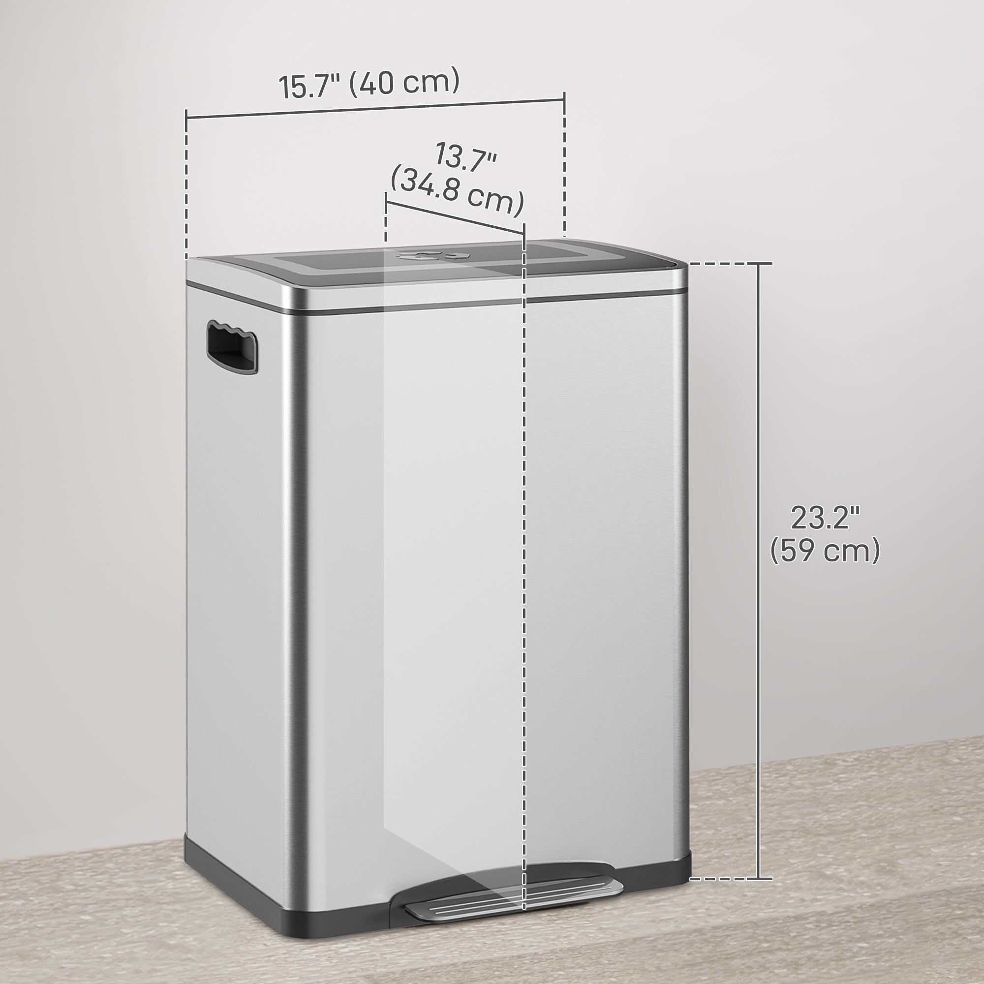 2 x 5.3 Gallon (2 x 20L) Garbage Bin, Stainless Steel Garbage Can with Soft-Close Lid and Removable Inner Buckets Household Supplies   at Gallery Canada