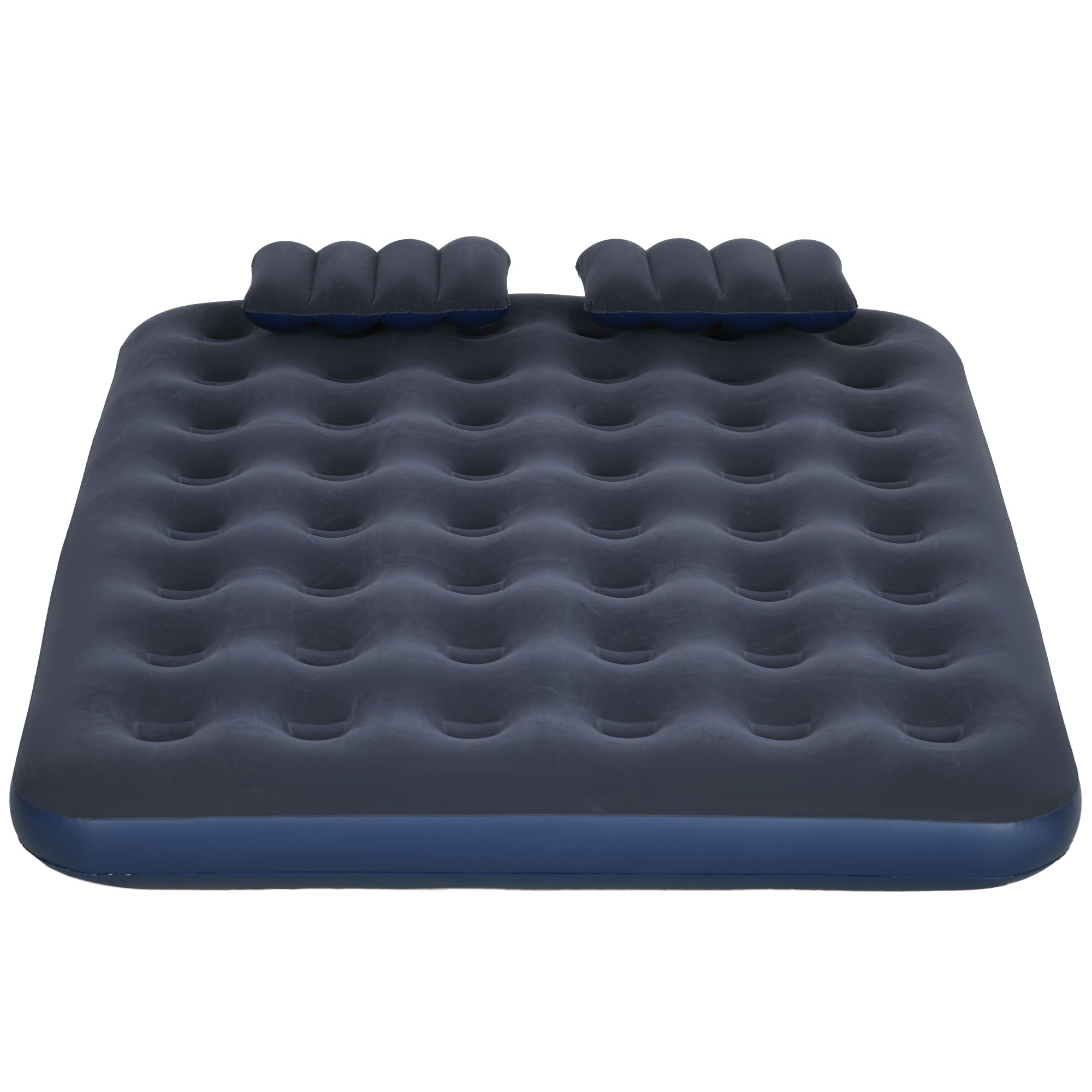 Twin Air Mattress, Inflatable Double Air Bed with 2 Pillows, Hand Pump, Flocked Surface for Guest, Camping, Travel, Blue Camping Cots at Gallery Canada